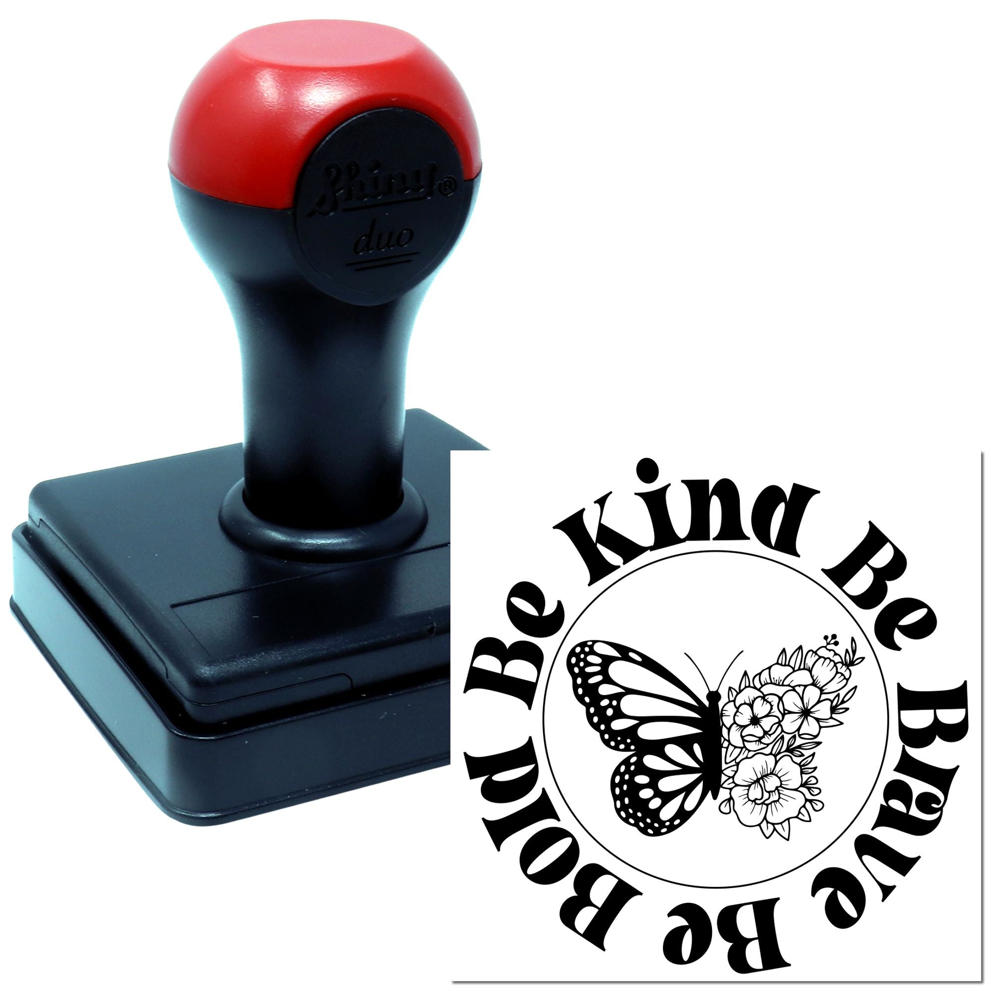 Duo Half Butterfly Half Flower Emblem Hand Stamp