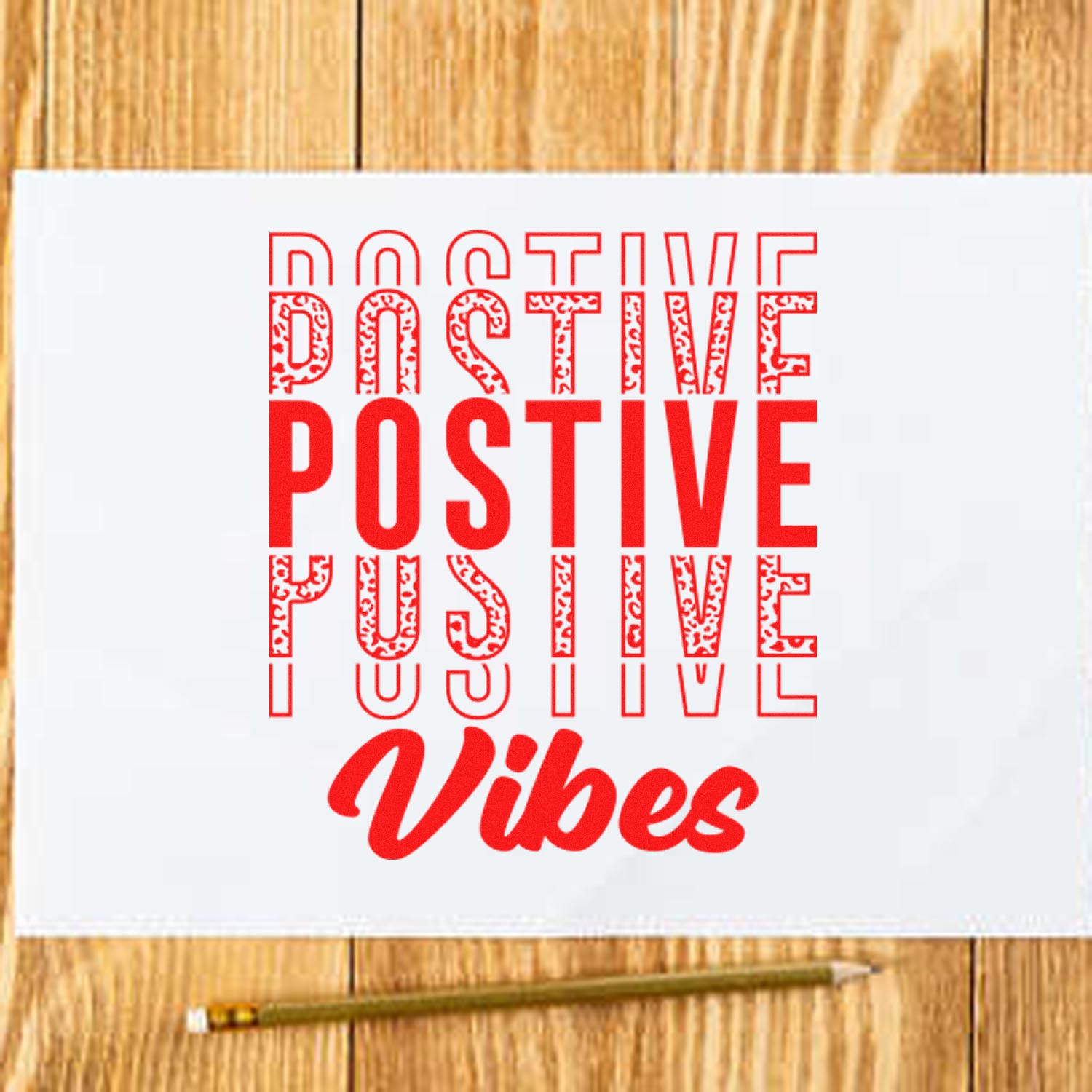 Duo Monochrome Positive Vibes Repeating Text Hand Stamp