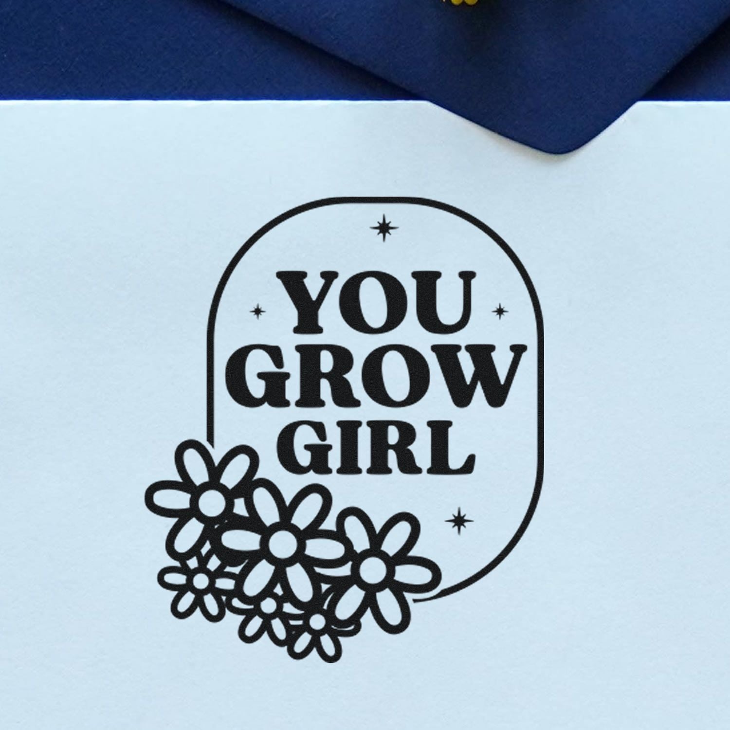 Self-Inking Floral Typography Handcraft Stamp