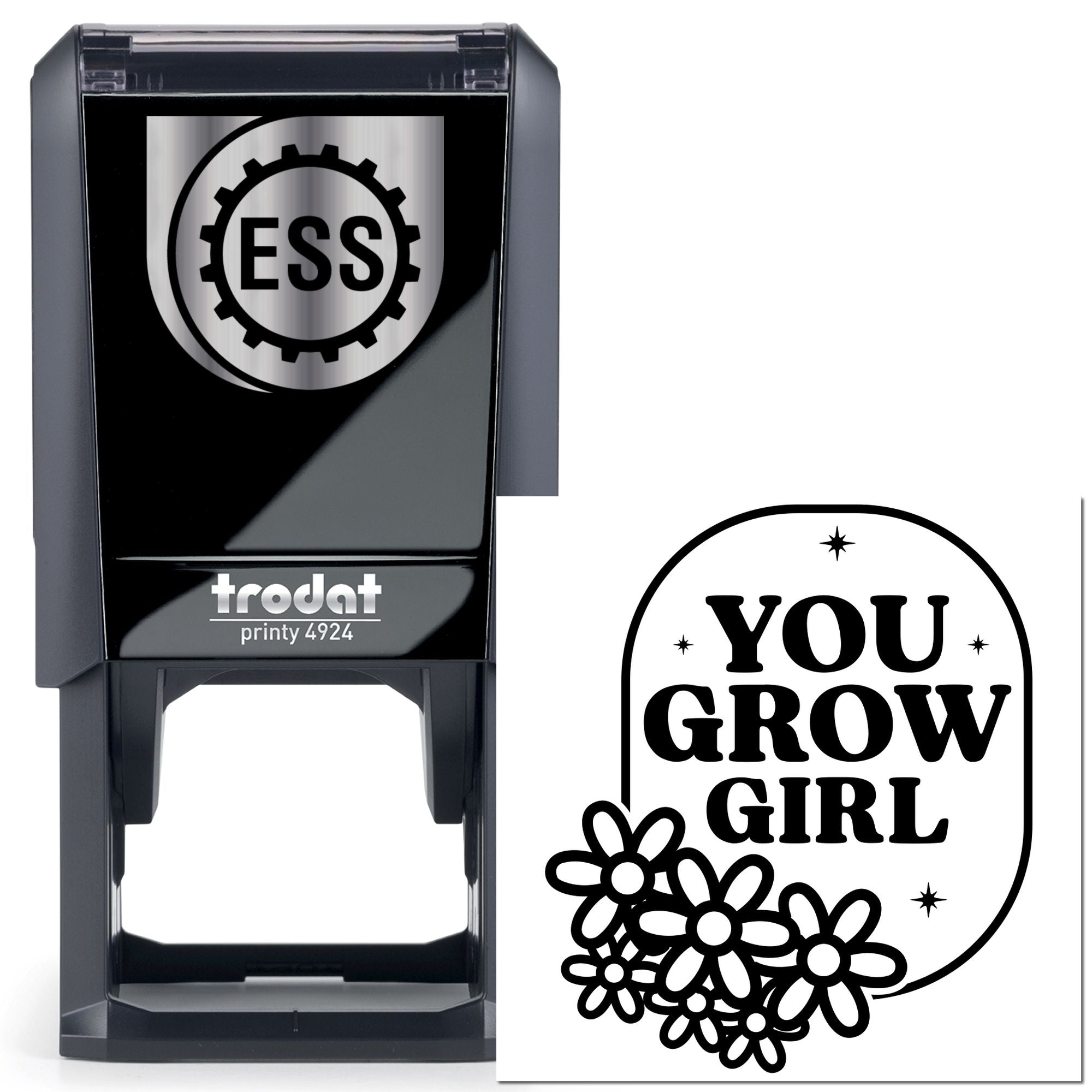 Self-Inking Floral Typography Handcraft Stamp