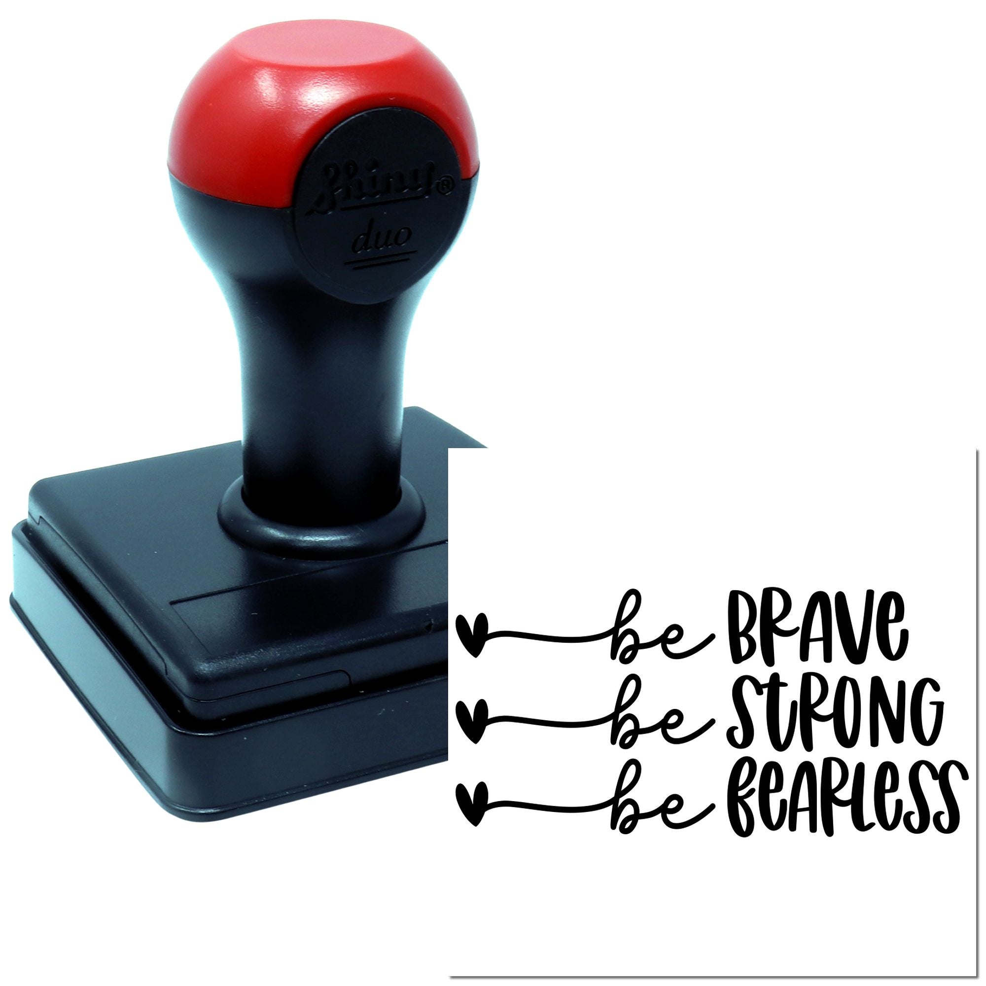Duo Brave Strong Fearless With Hearts Hand Stamp