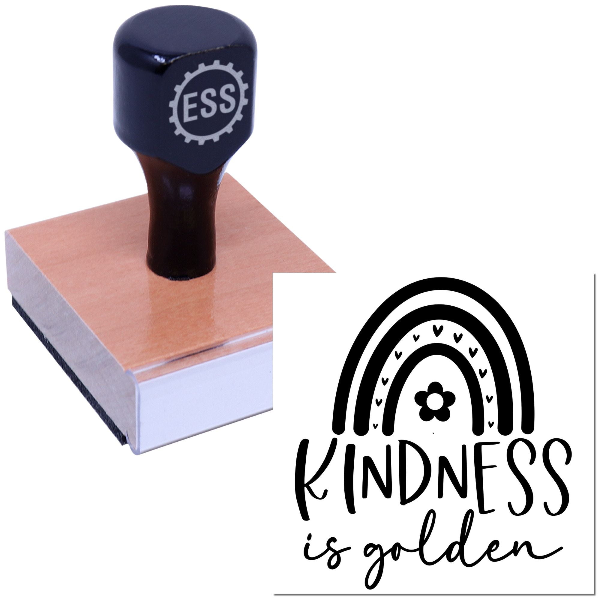 Golden Heart Rainbow Tag Rubber Stamp