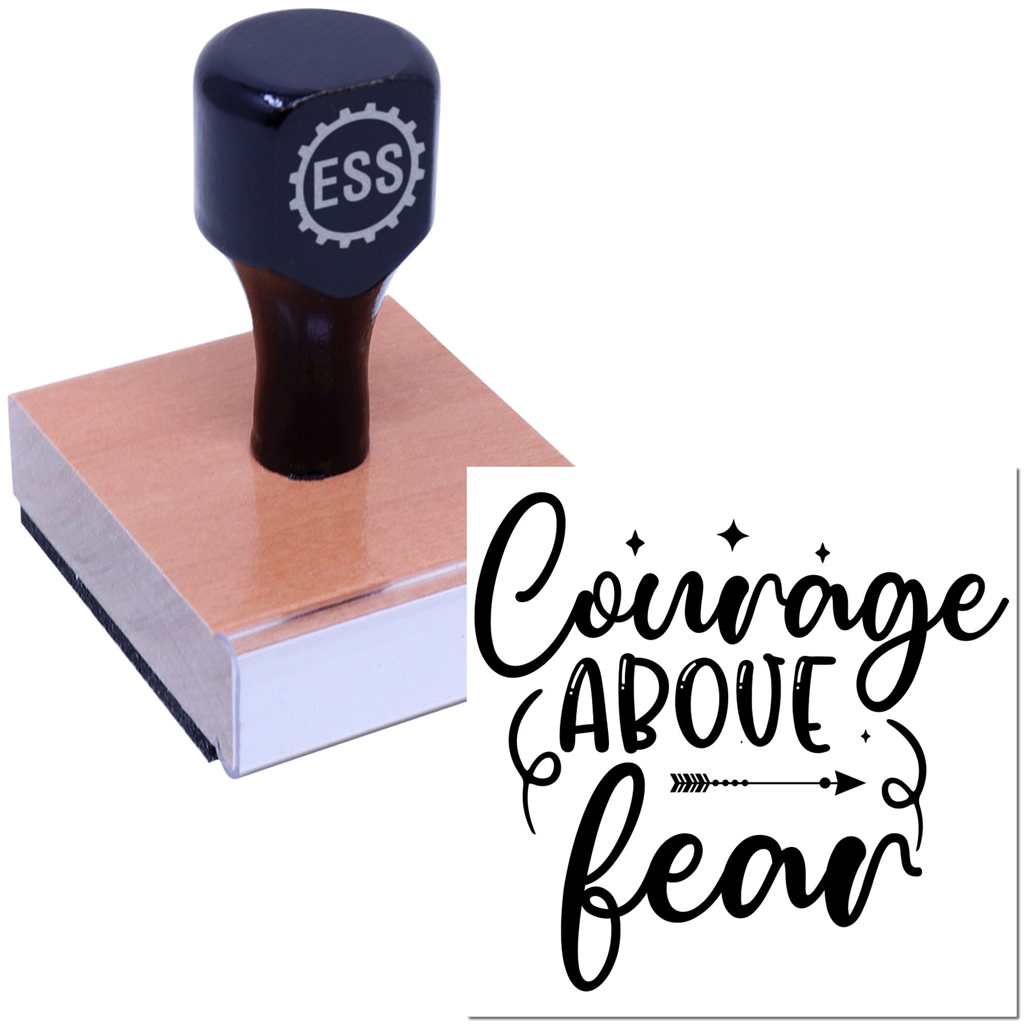 Fearless Arrow Script Favor Tag Rubber Stamp