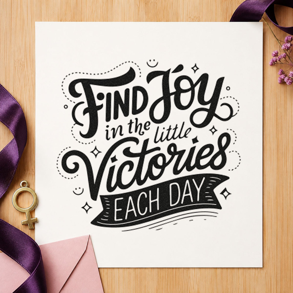 Find Joy Little Victories rubber stamp printed in black ink, ready for sign practice sheet and similar paper crafts.
