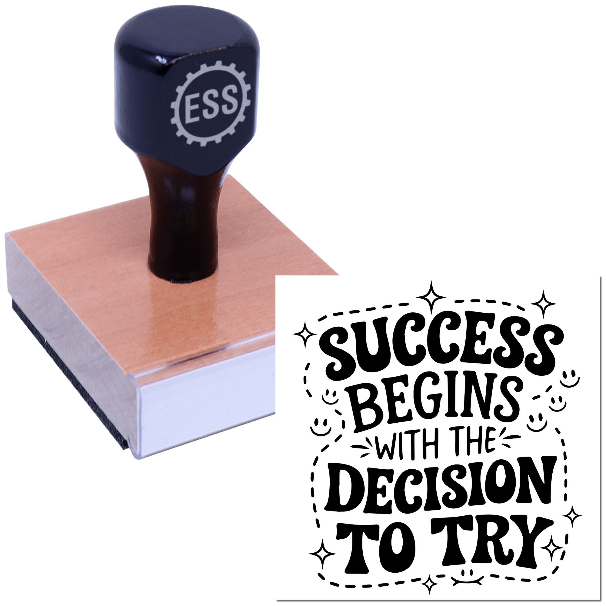 Decide Try Succeed Postcard Rubber Stamp
