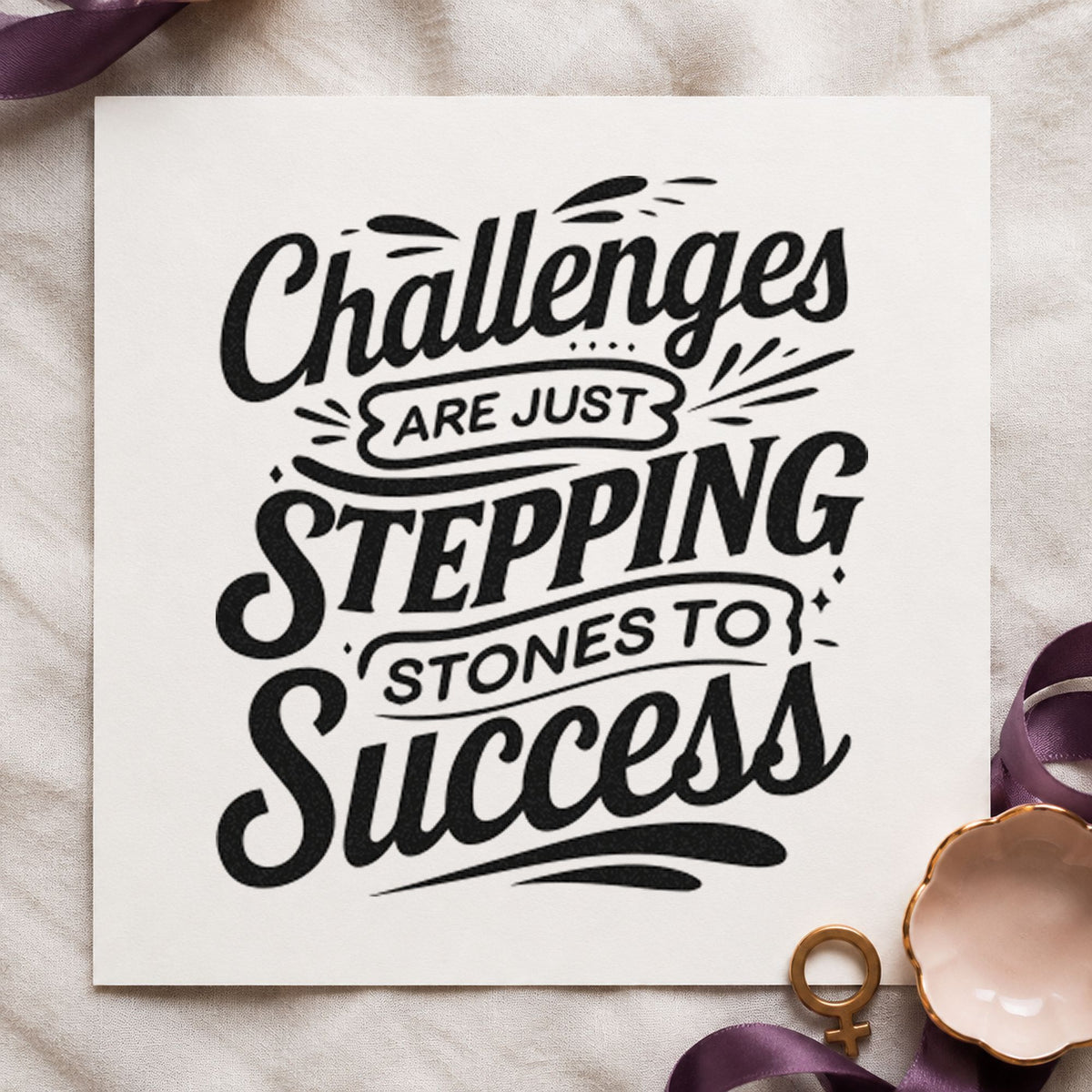 Challenges Stepping Stones Success rubber stamp printed in black ink, ready for course plan sheet and similar paper crafts.