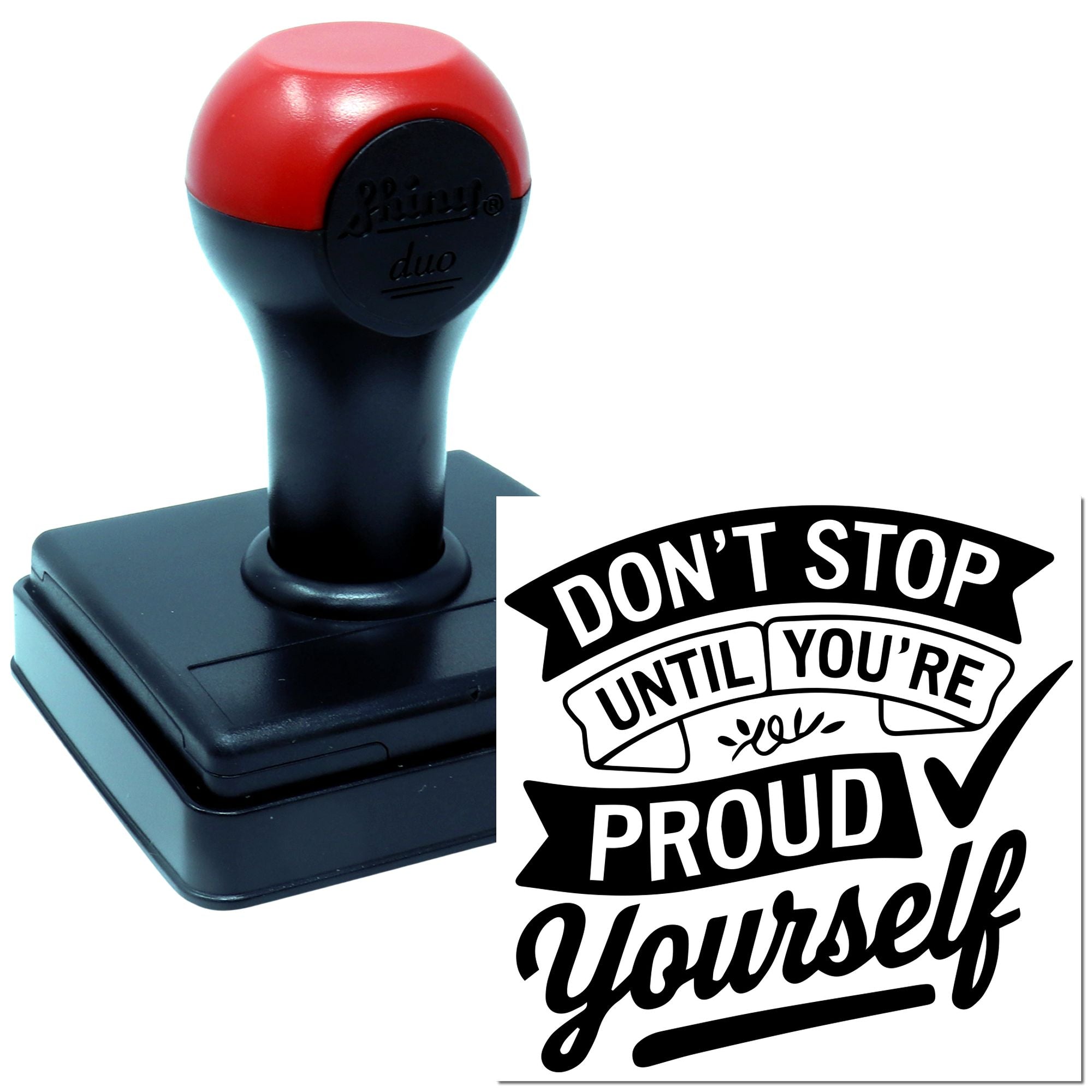 Duo Motivational Script Typography With Checkmark Hand Stamp