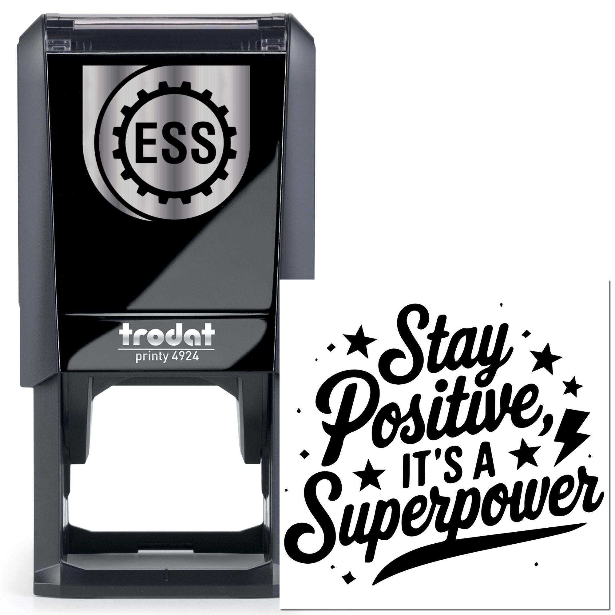Self-Inking Stay Positive Note Card Stamp