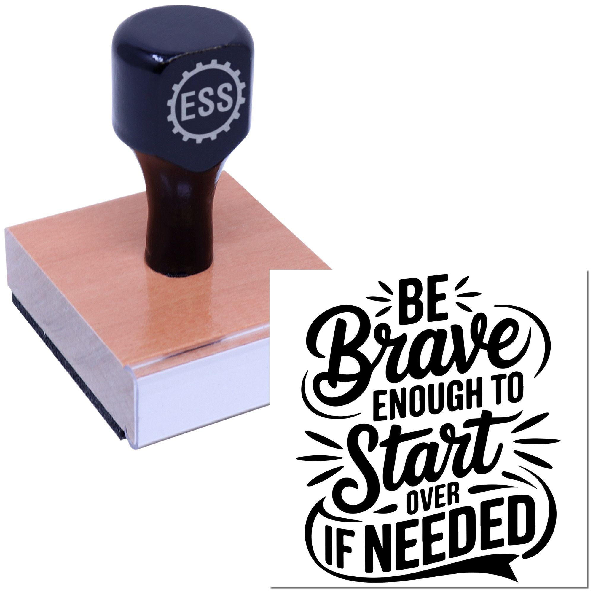 Bravely Begin Again Mini Card Rubber Stamp