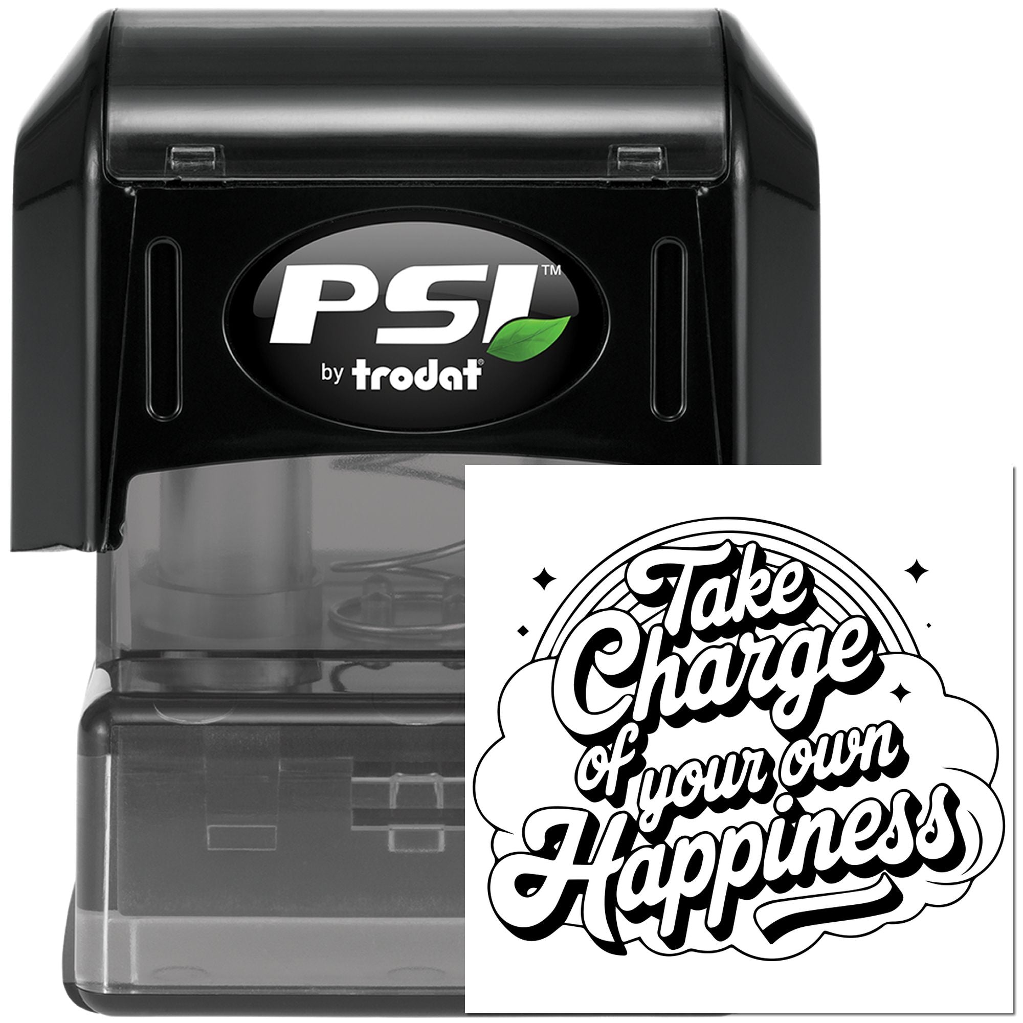 Pre-Inked Take Charge Happiness Card Stamp