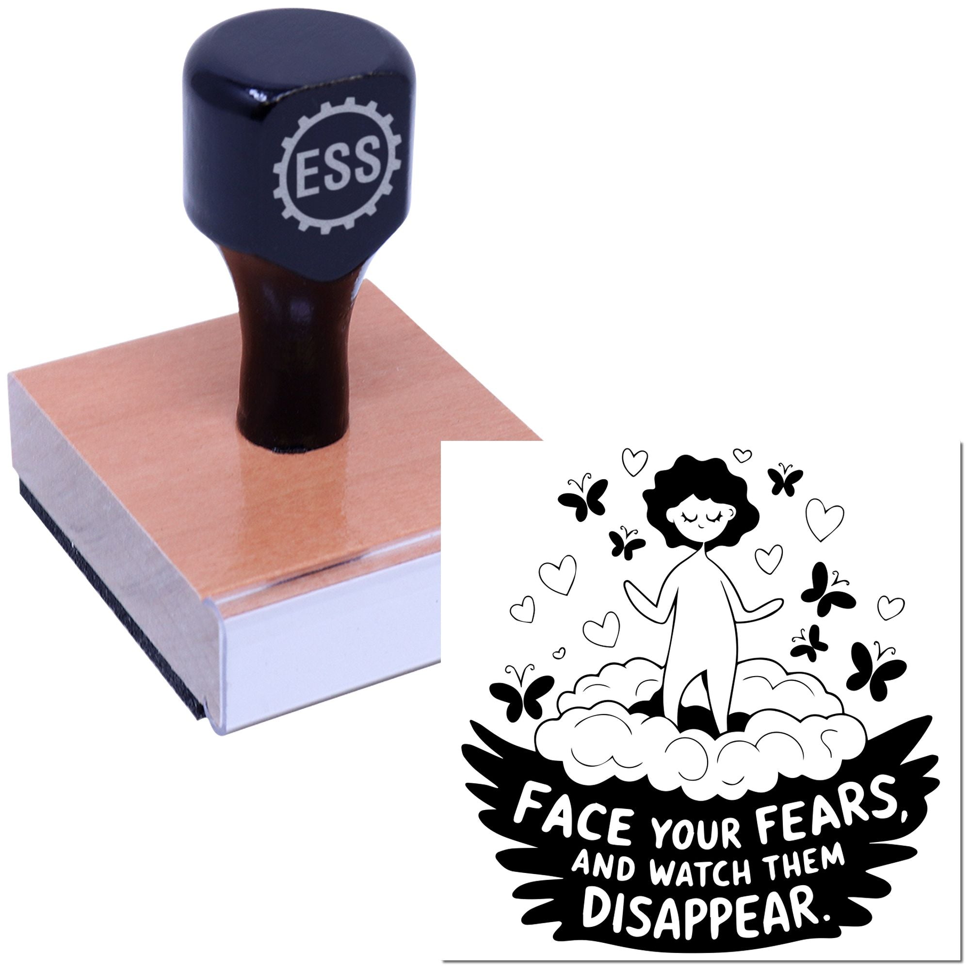 Fearless Butterfly Flight Favor Tag Rubber Stamp