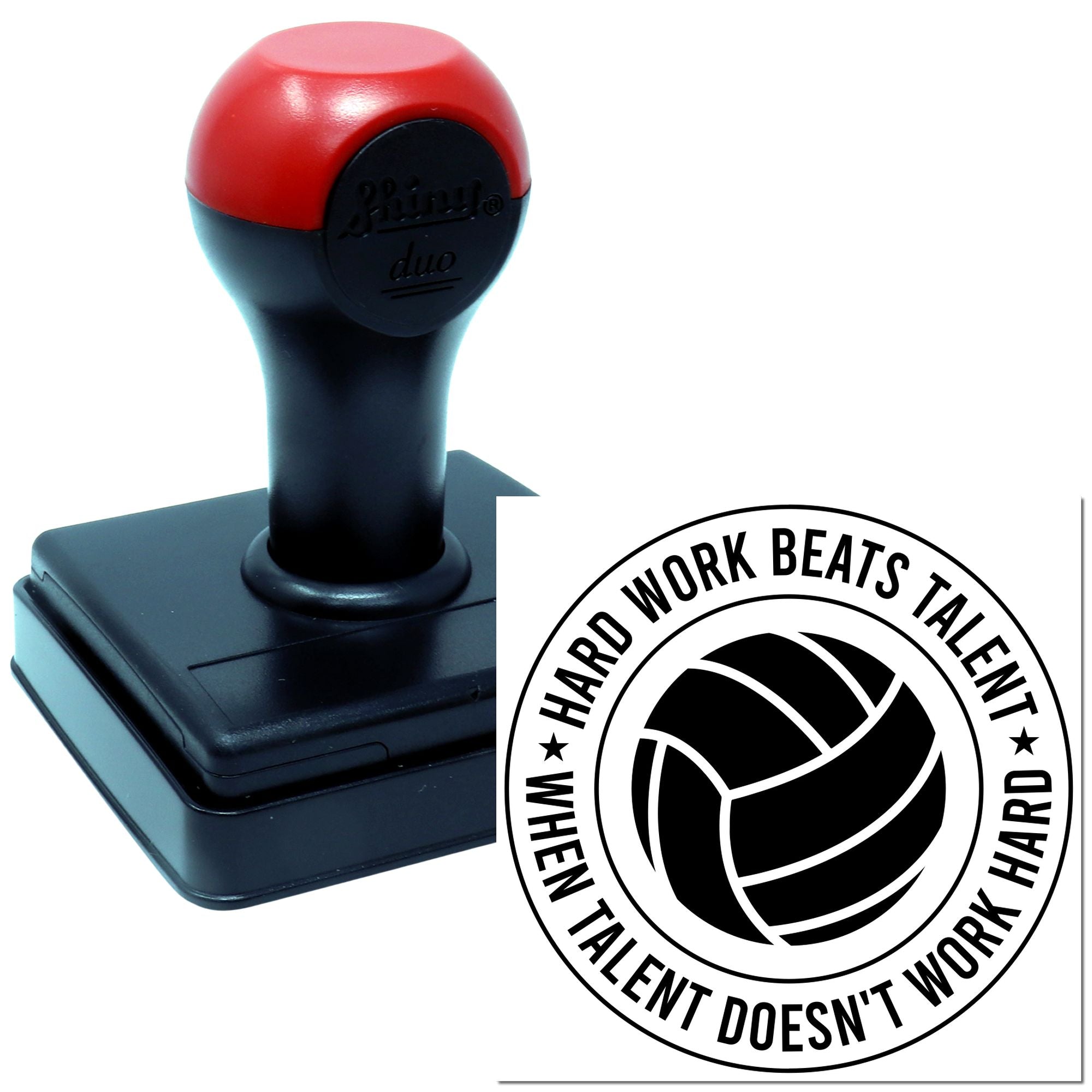 Duo Volleyball Hardwork Motivational Circular Emblem Hand Stamp