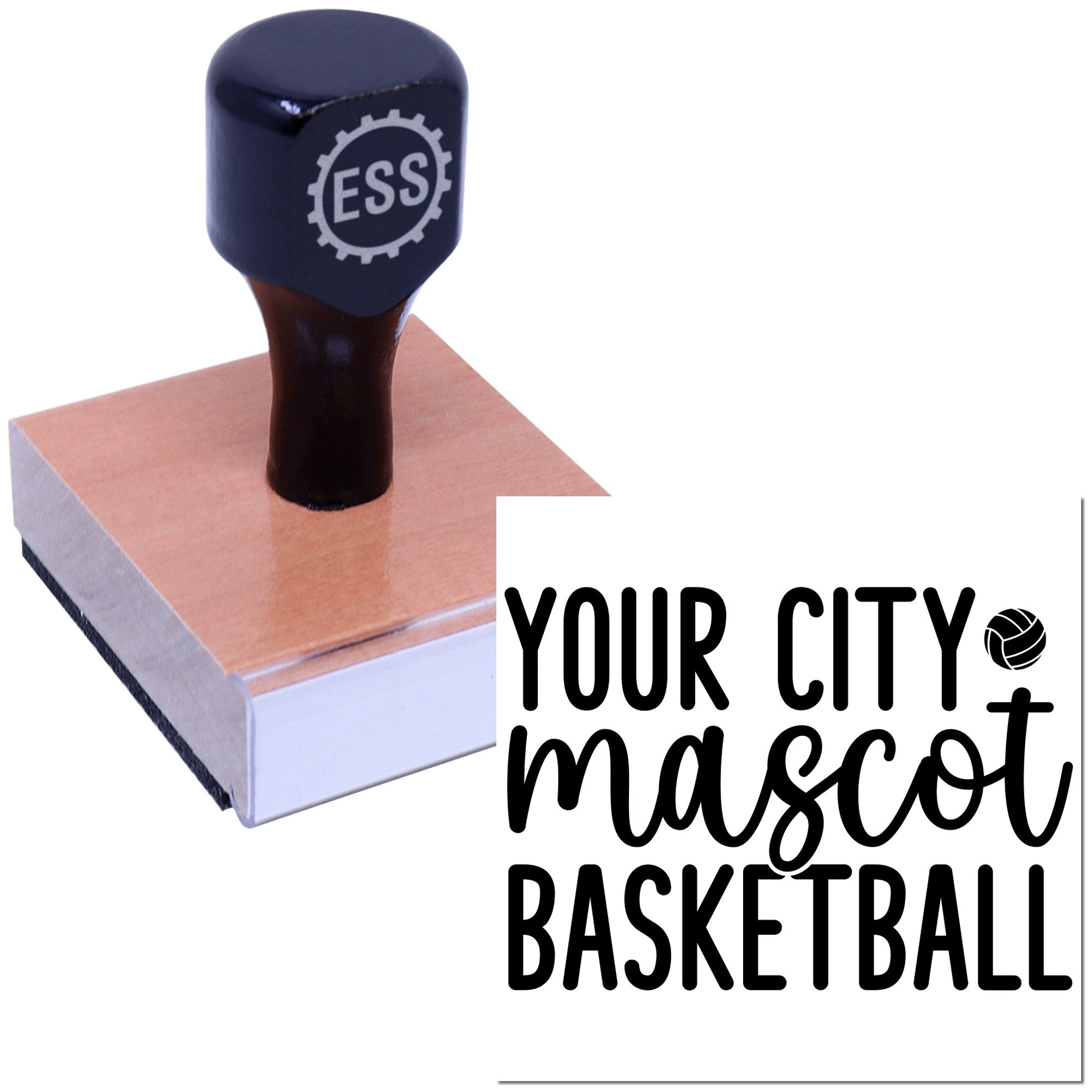 Custom Mascot Hoops Party Favor Rubber Stamp