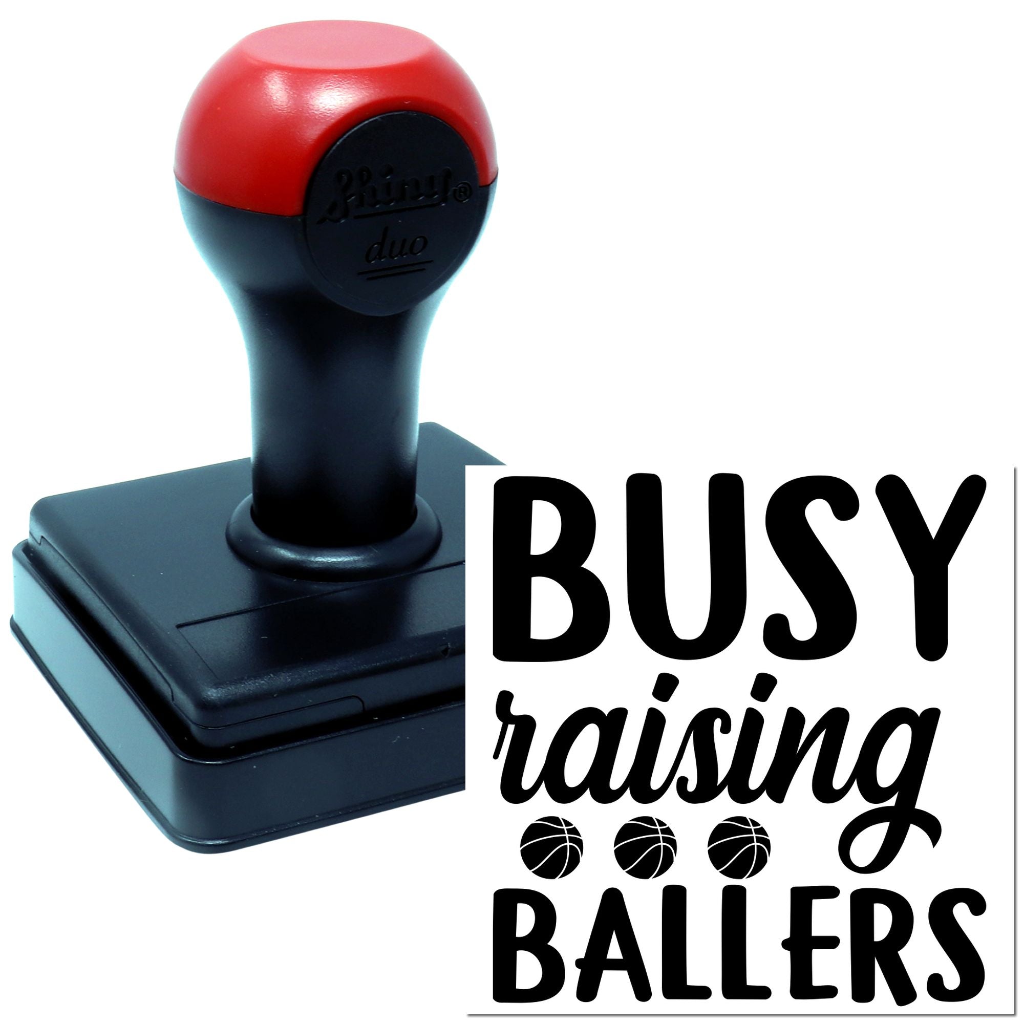 Duo Busy Raising Three Little Ballers Hand Stamp