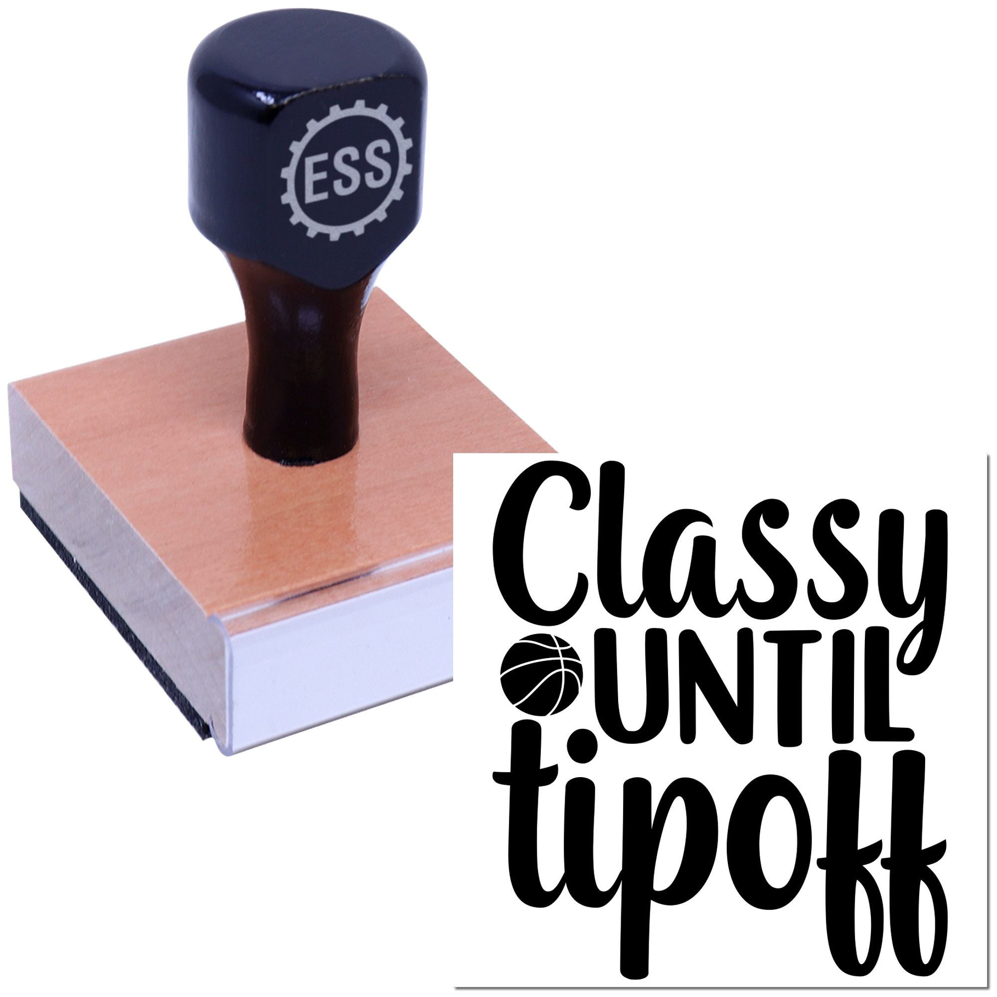 Elegance Meets Tipoff Card Rubber Stamp