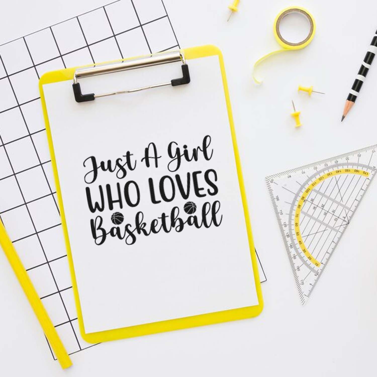 Hoops Loving Girl Papercraft Rubber Stamp