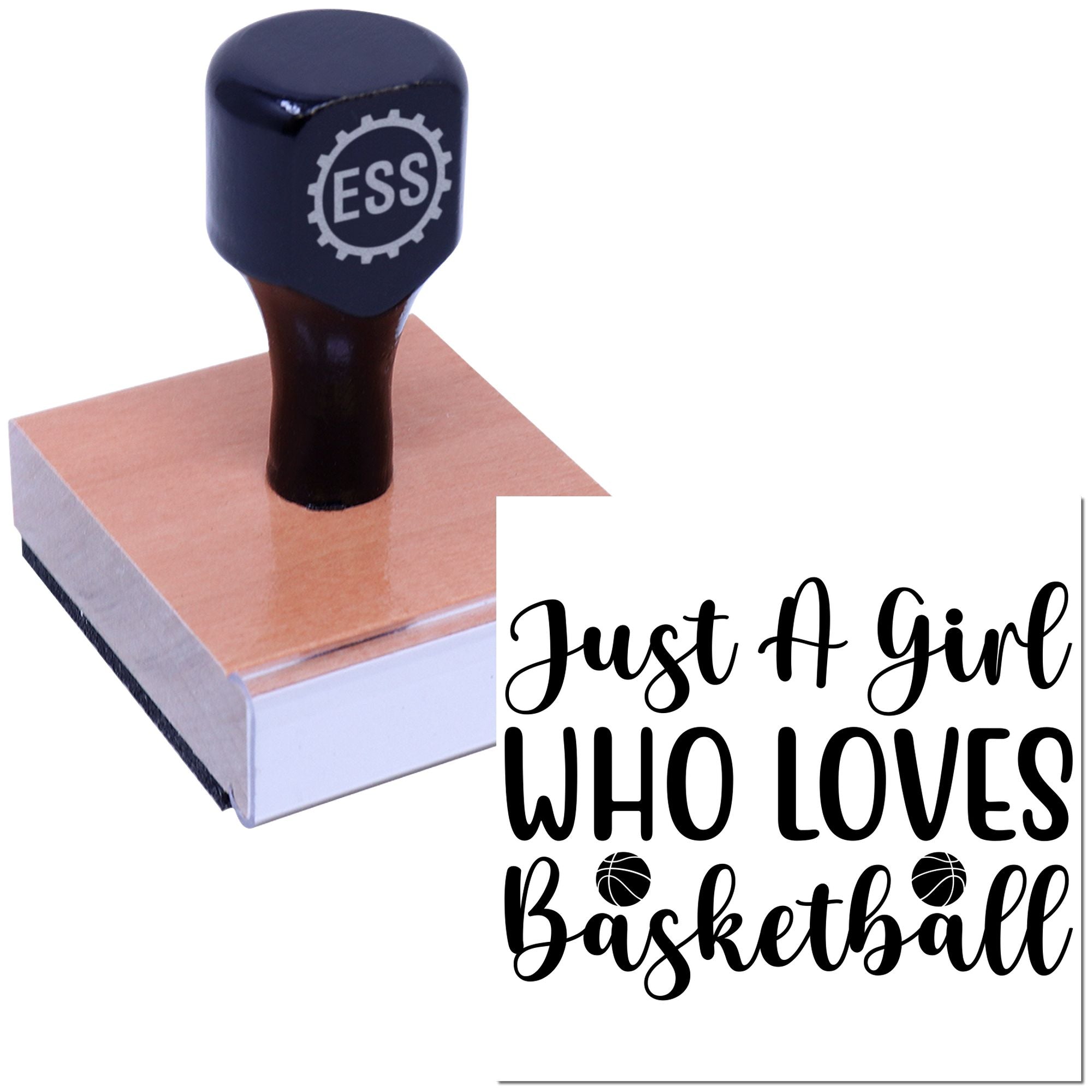 Hoops Loving Girl Papercraft Rubber Stamp