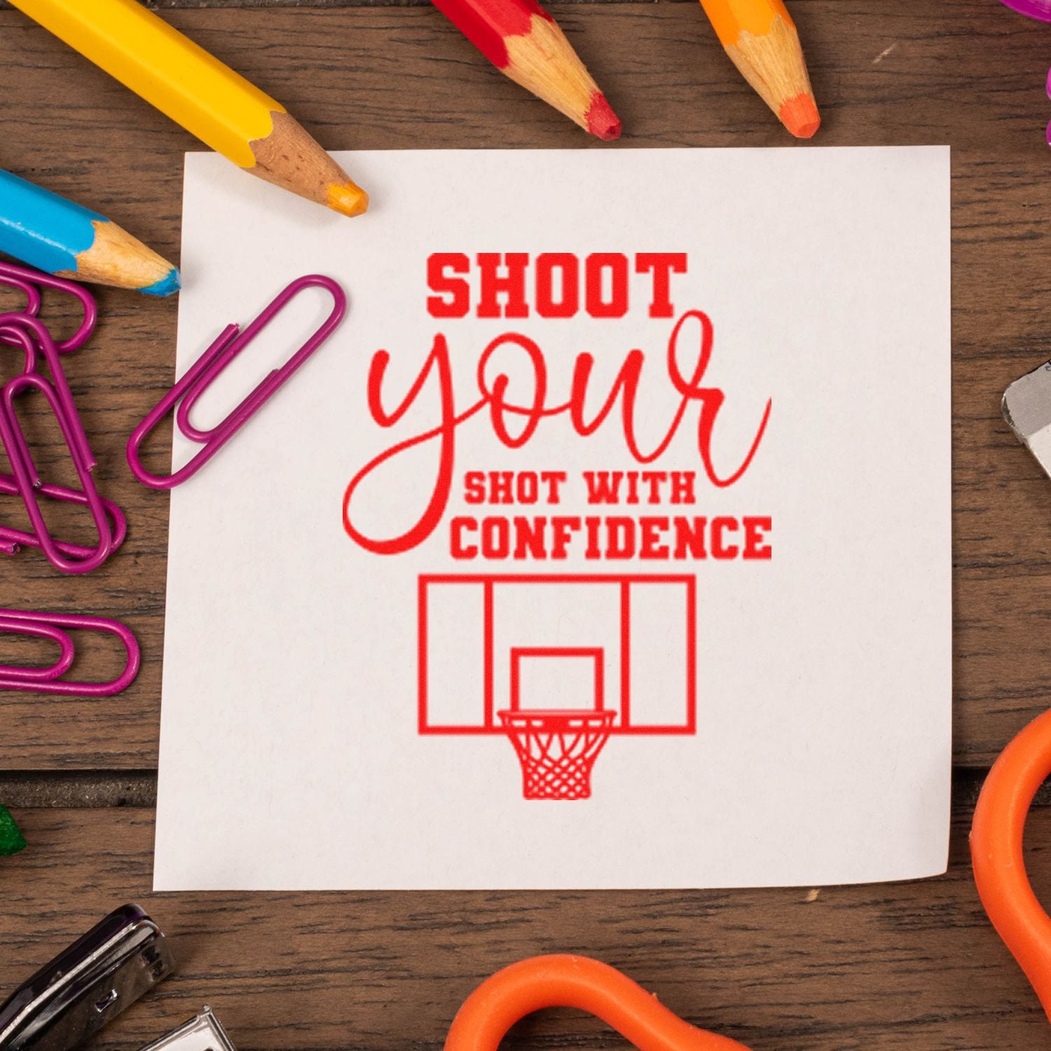 Confident Hoop Shot Journaling Rubber Stamp