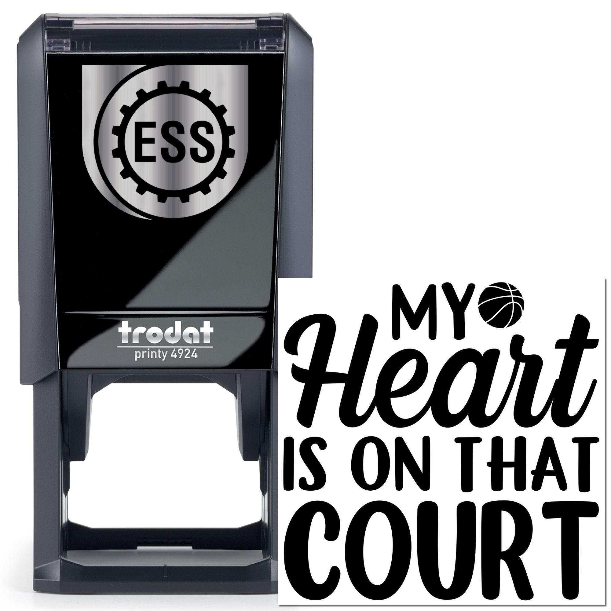 Self-Inking Basketball Heart Paper Goods Stamp
