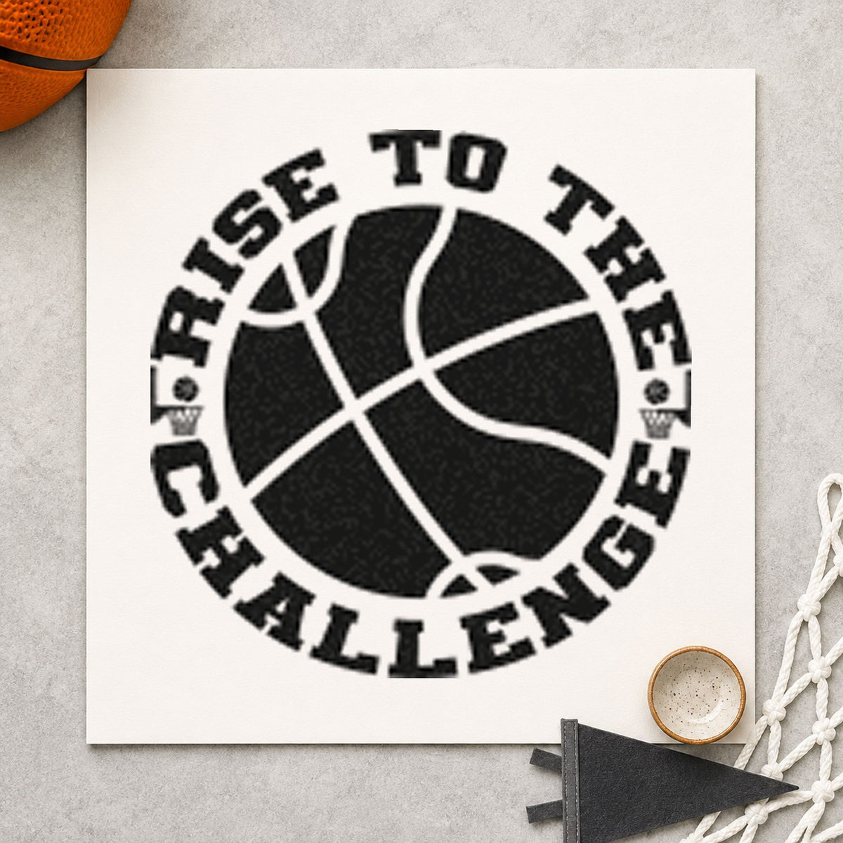 Rise To The Challenge rubber stamp printed in black ink, ready for test result sheet and similar paper crafts.