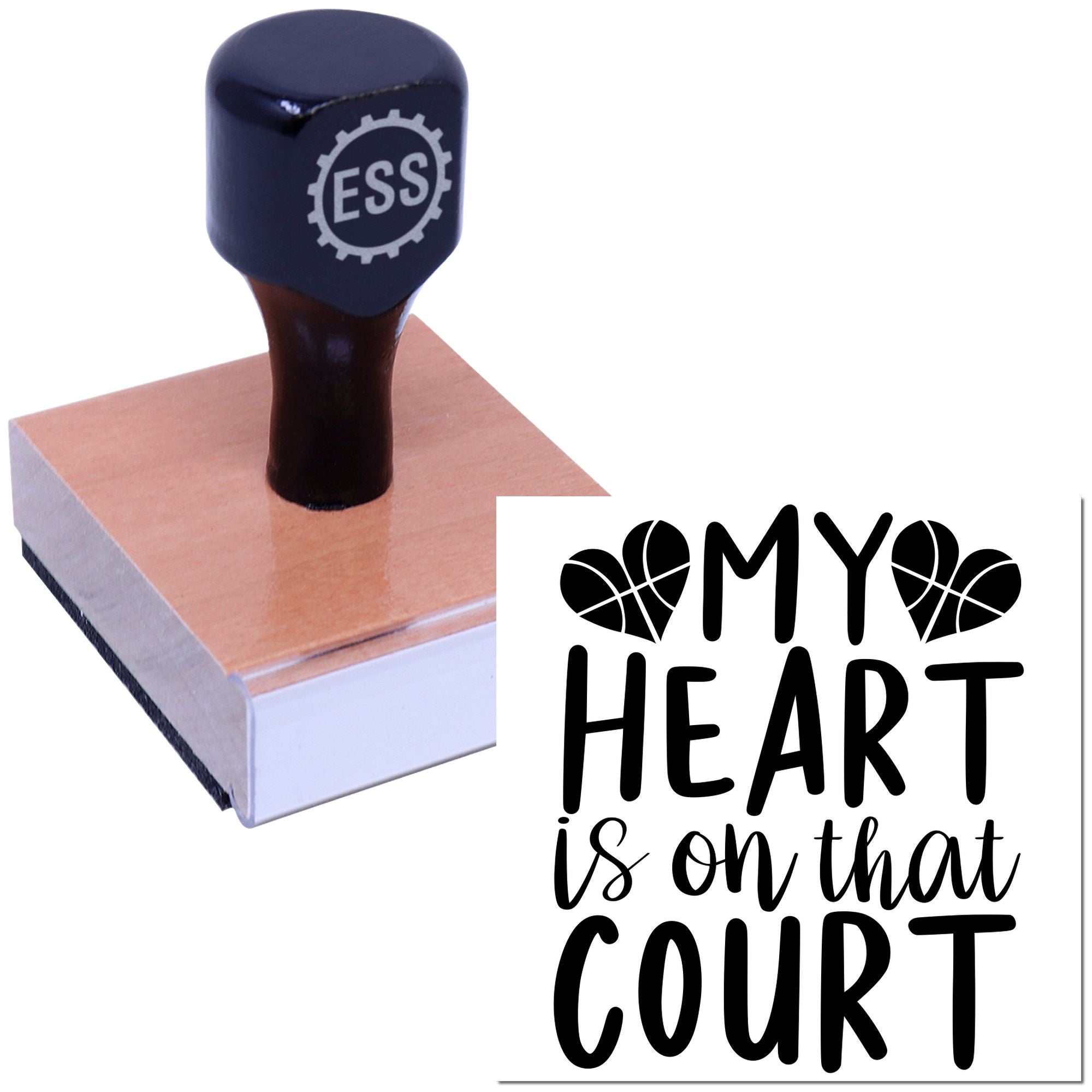 Hoops Heart Court Papercraft Rubber Stamp