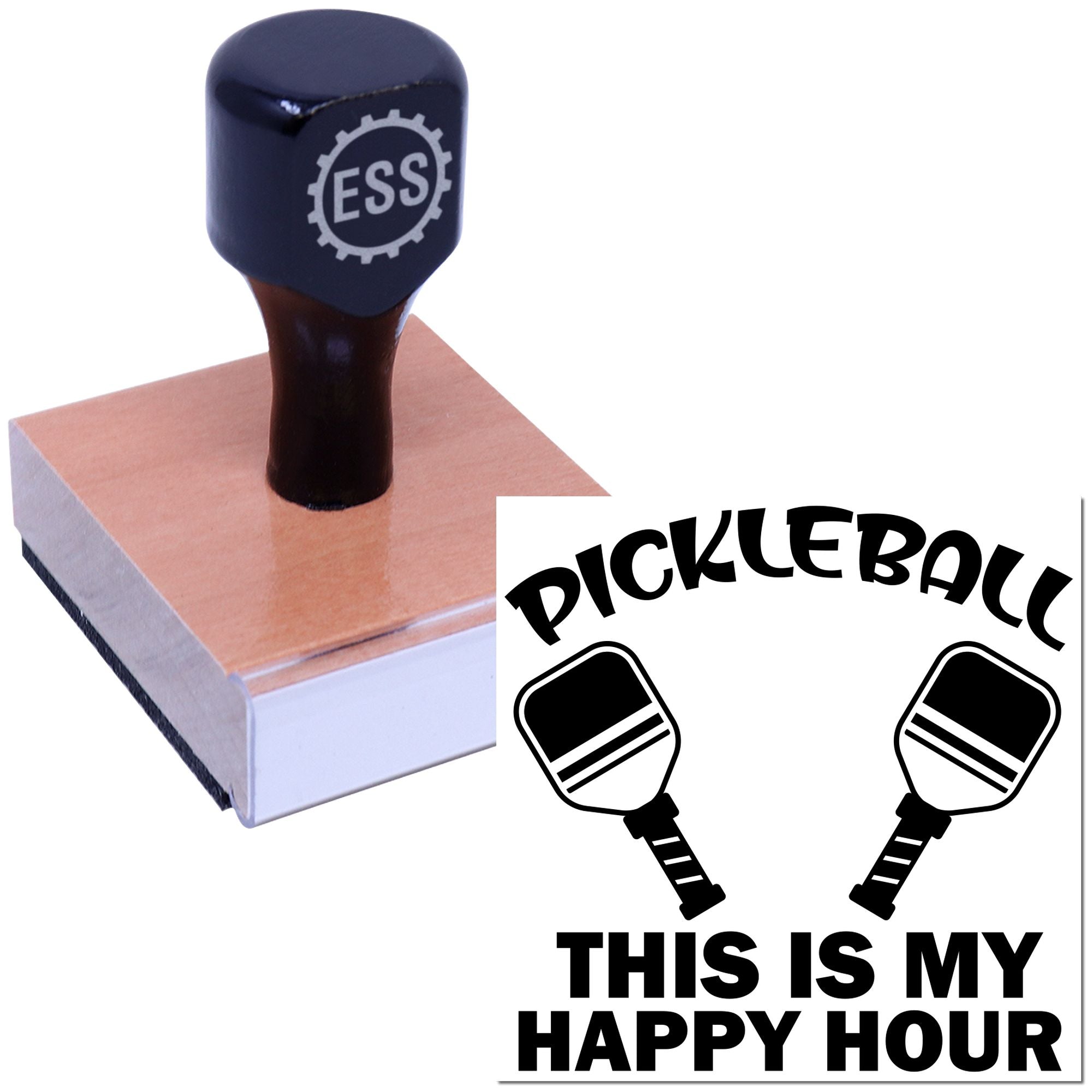 Pickleball Happy Hour Note Card Rubber Stamp
