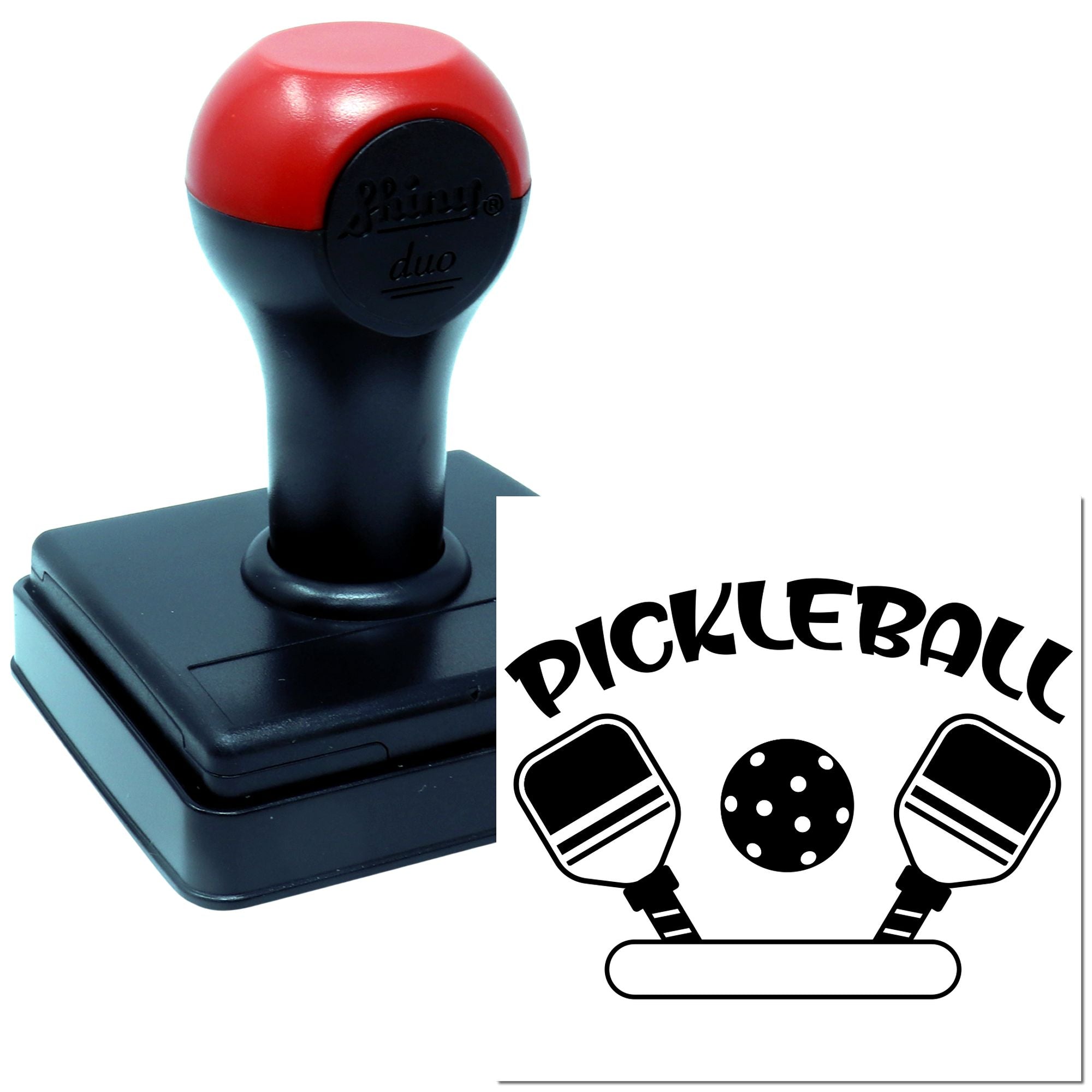 Duo Pickleball Paddles Crossed Around Ball Hand Stamp