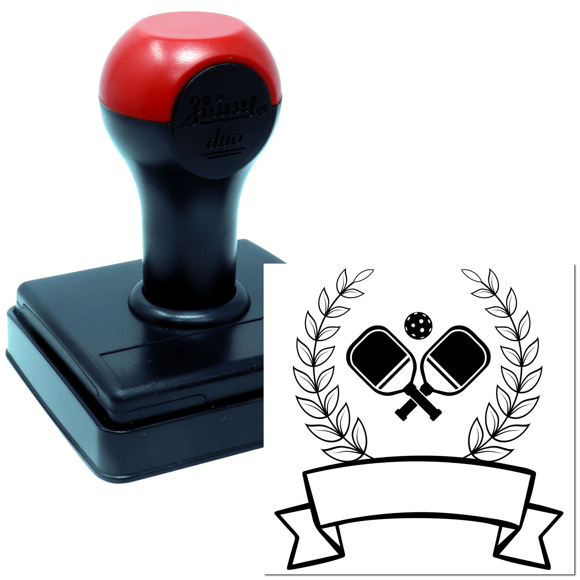 Duo Laurel Pickleball Championship Emblem Banner Hand Stamp