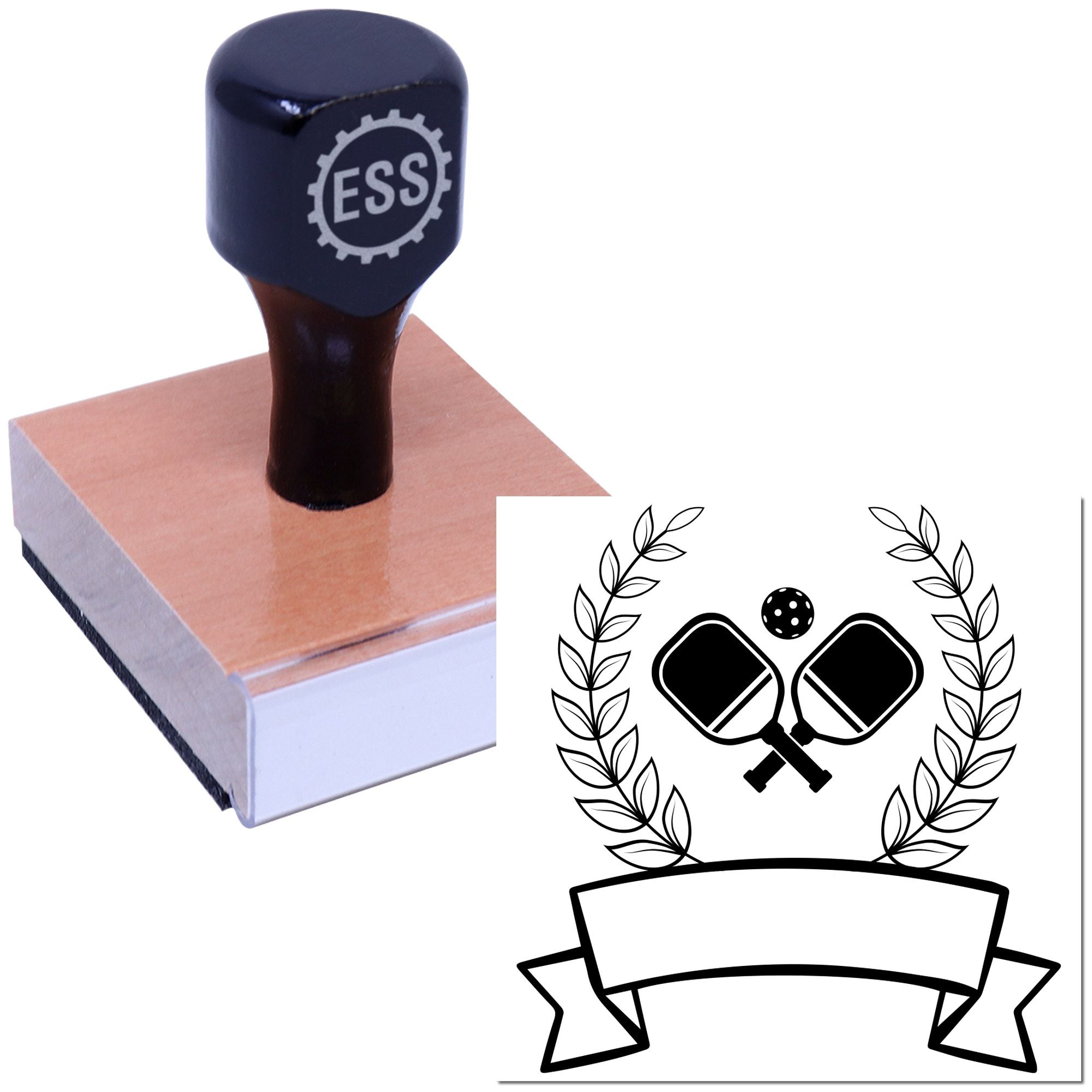 Pickleball Victory Crest Party Favor Rubber Stamp