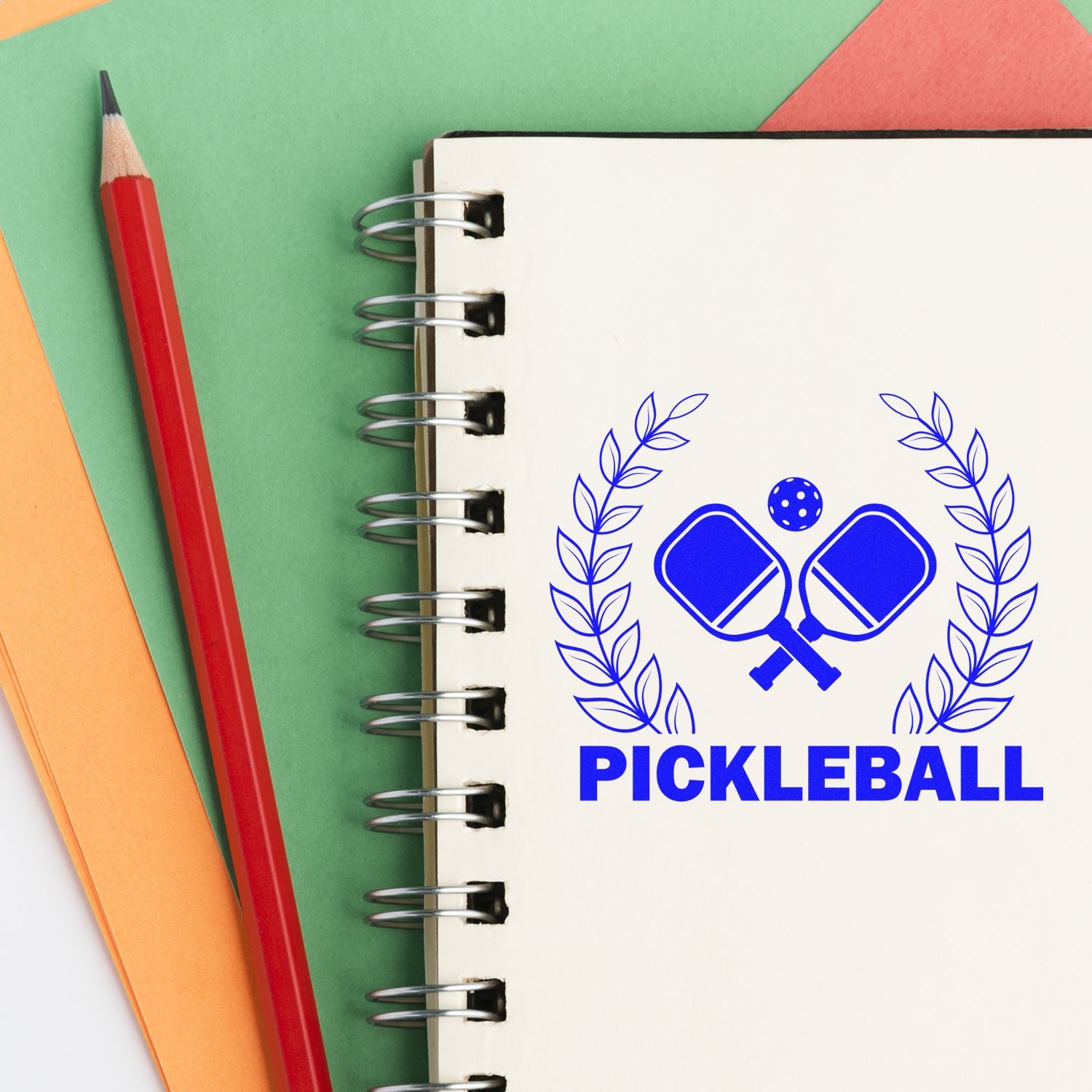 Pre-Inked Crossed Pickleball Paddles Scrapbook Stamp