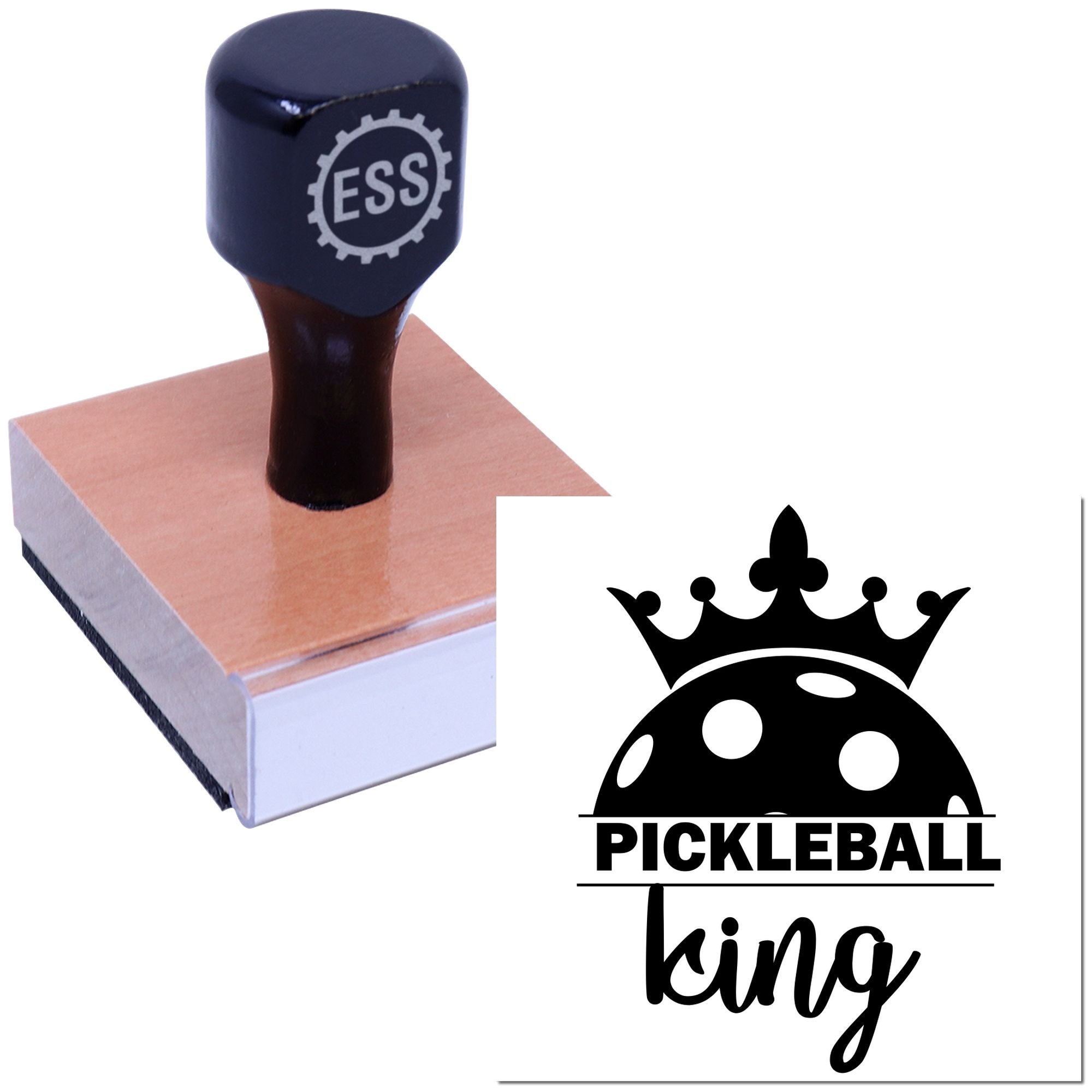 Crowned Pickleball King Mini Card Rubber Stamp