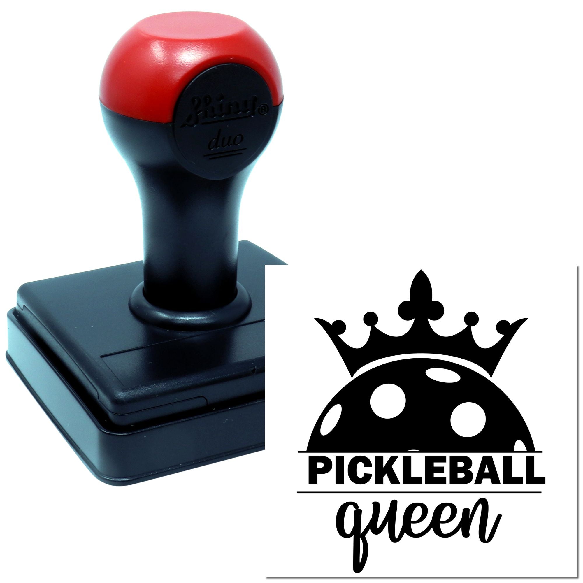 Duo Crowned Pickleball Queen Championship Emblem Hand Stamp
