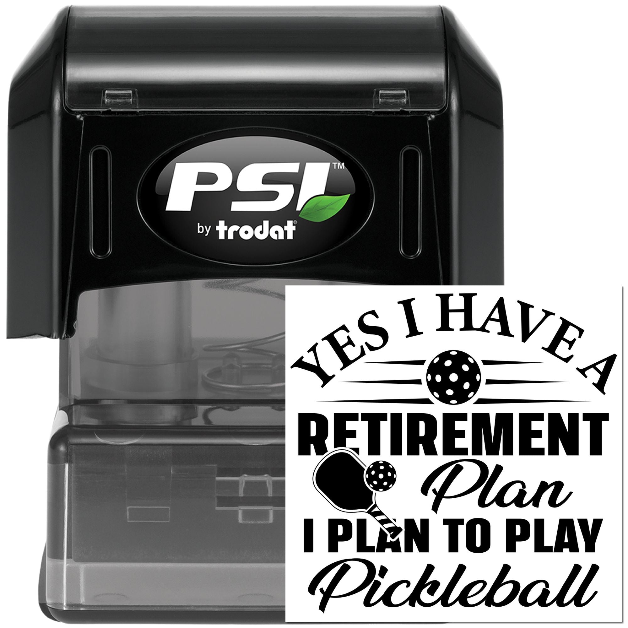 Pre-Inked Pickleball Retirement Plan Mini Card Stamp