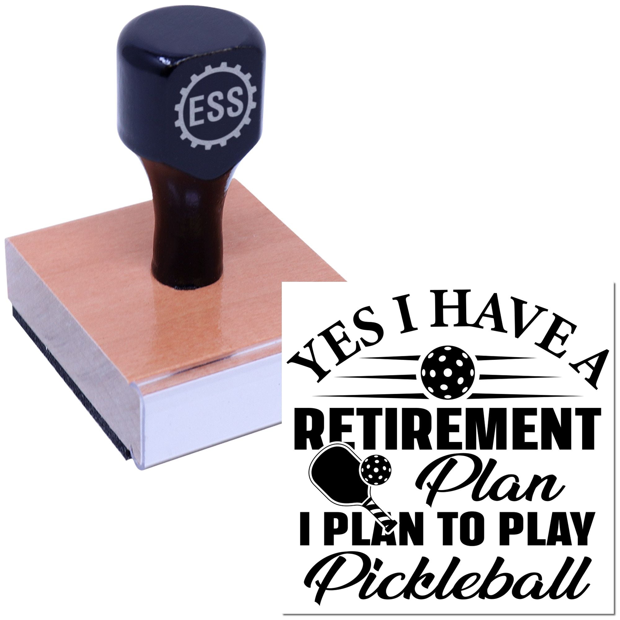 Pickleball Retirement Blueprint Favor Tag Rubber Stamp