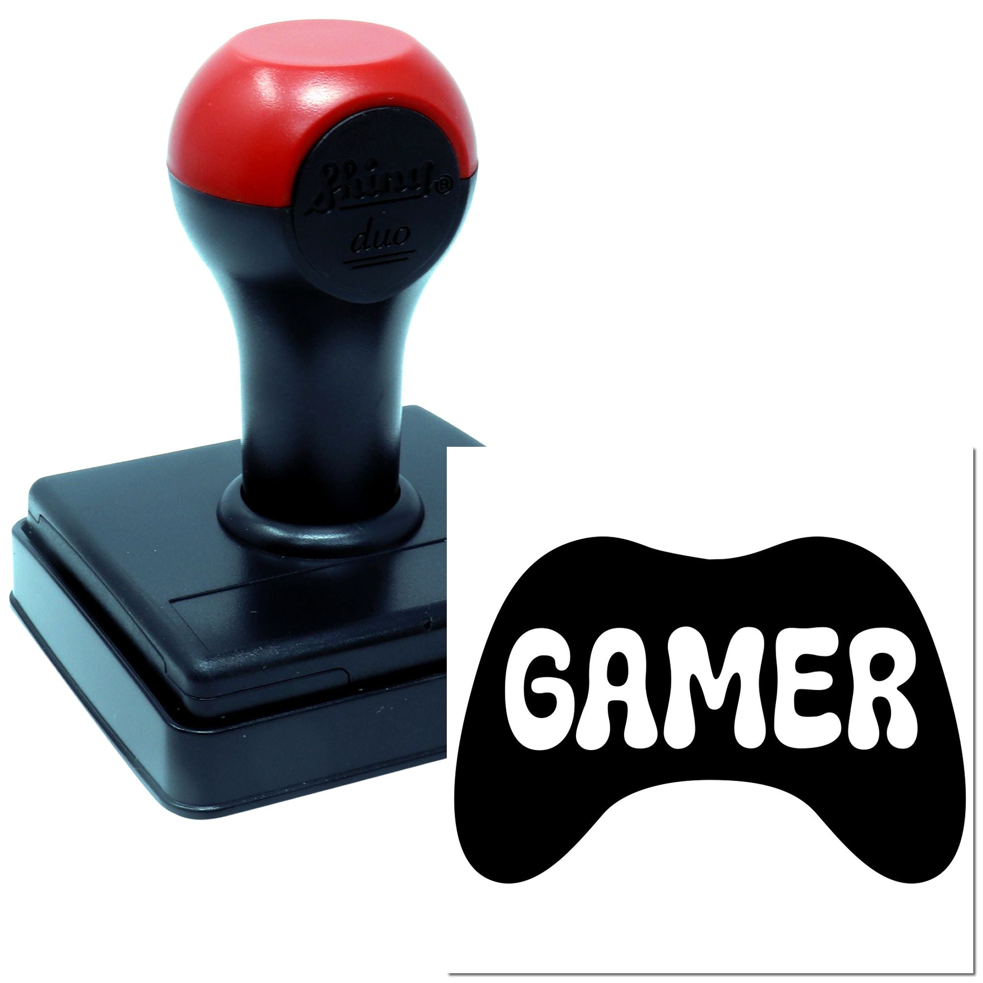Duo Bold Gamer Controller Logo Retro Hand Stamp