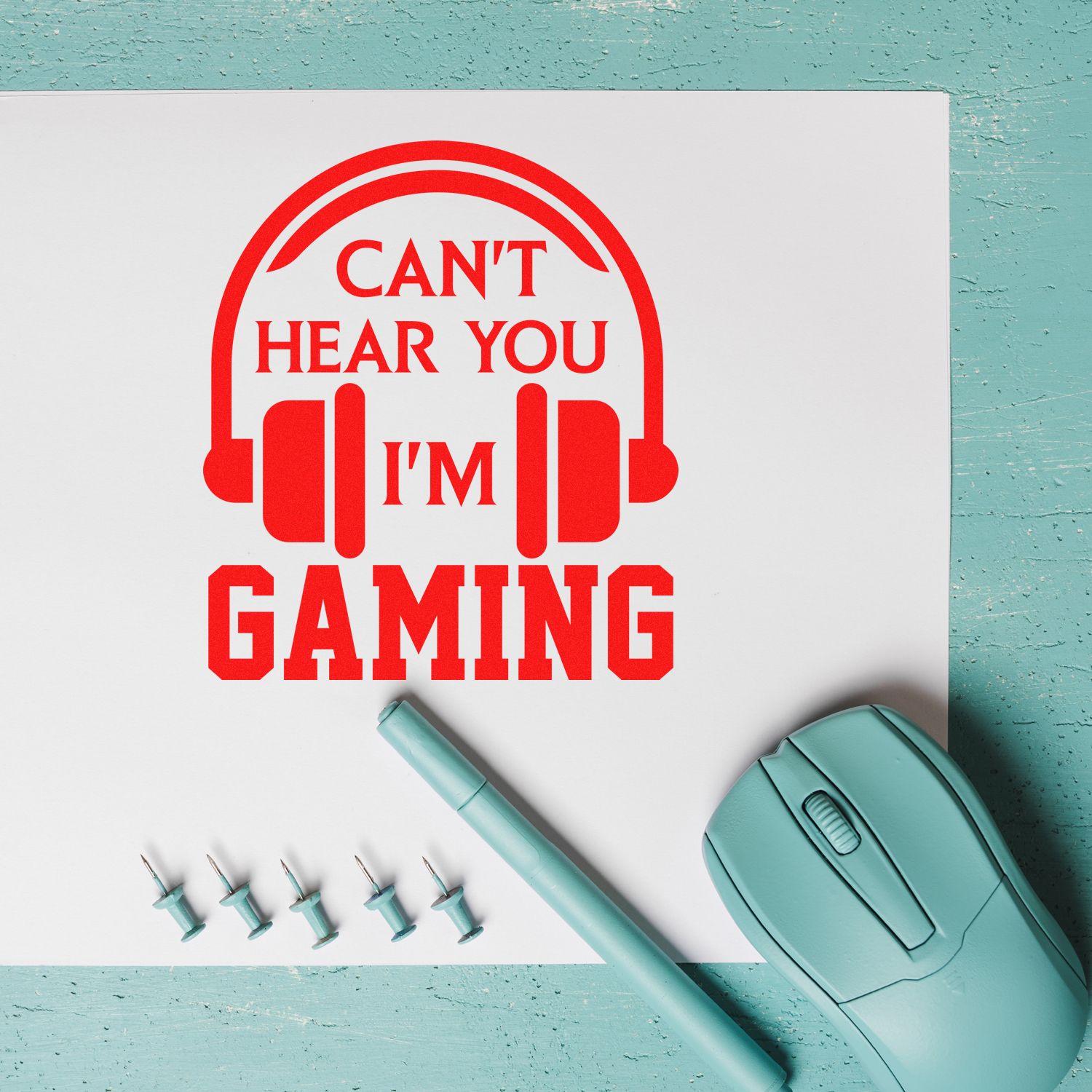 Gaming Silence Mode Paper Craft Rubber Stamp