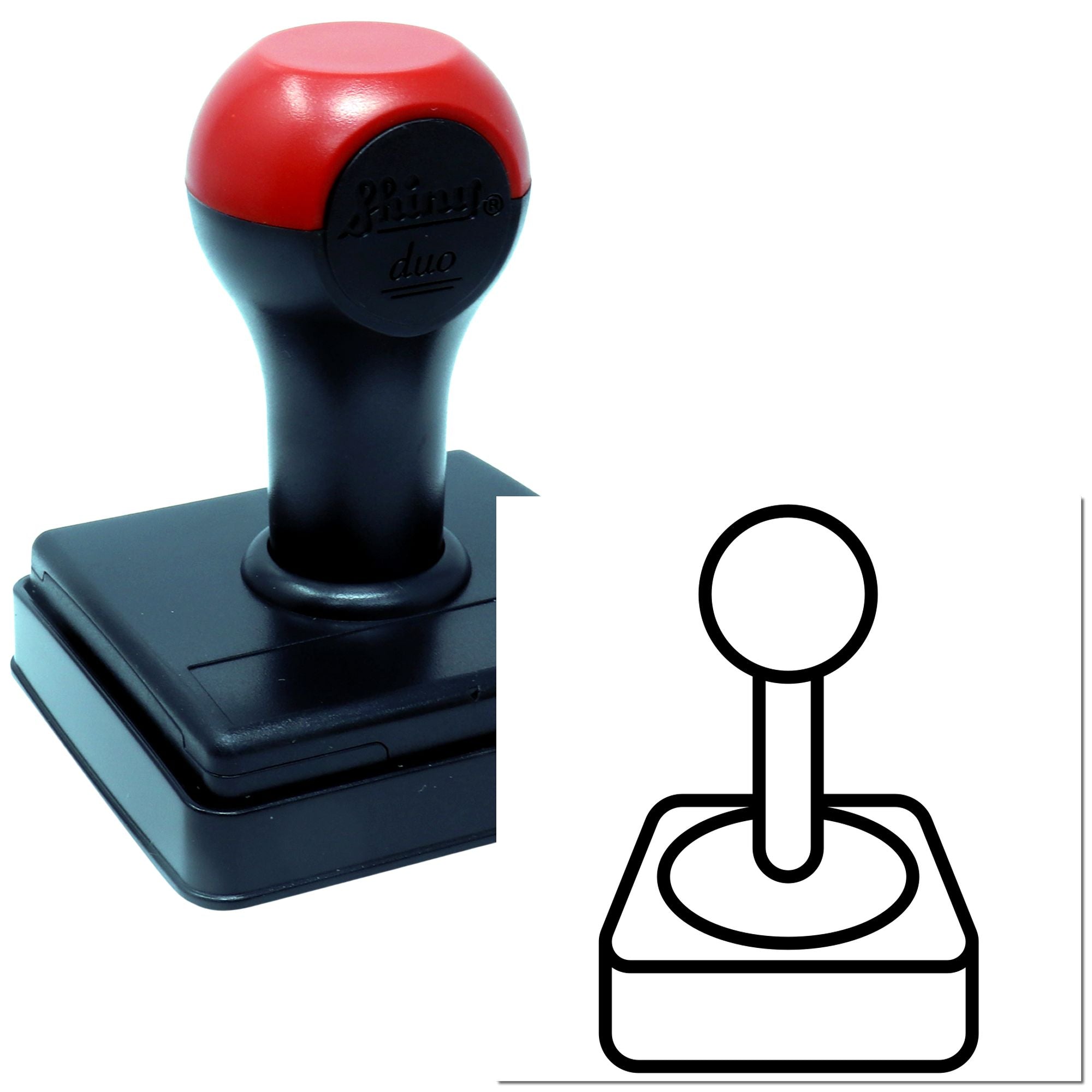 Duo Retro Arcade Joystick Minimalist Line-Art Hand Stamp