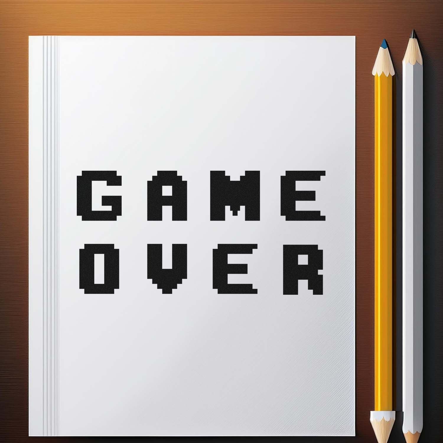Pre-Inked Pixelated Game Over Crafting Stamp