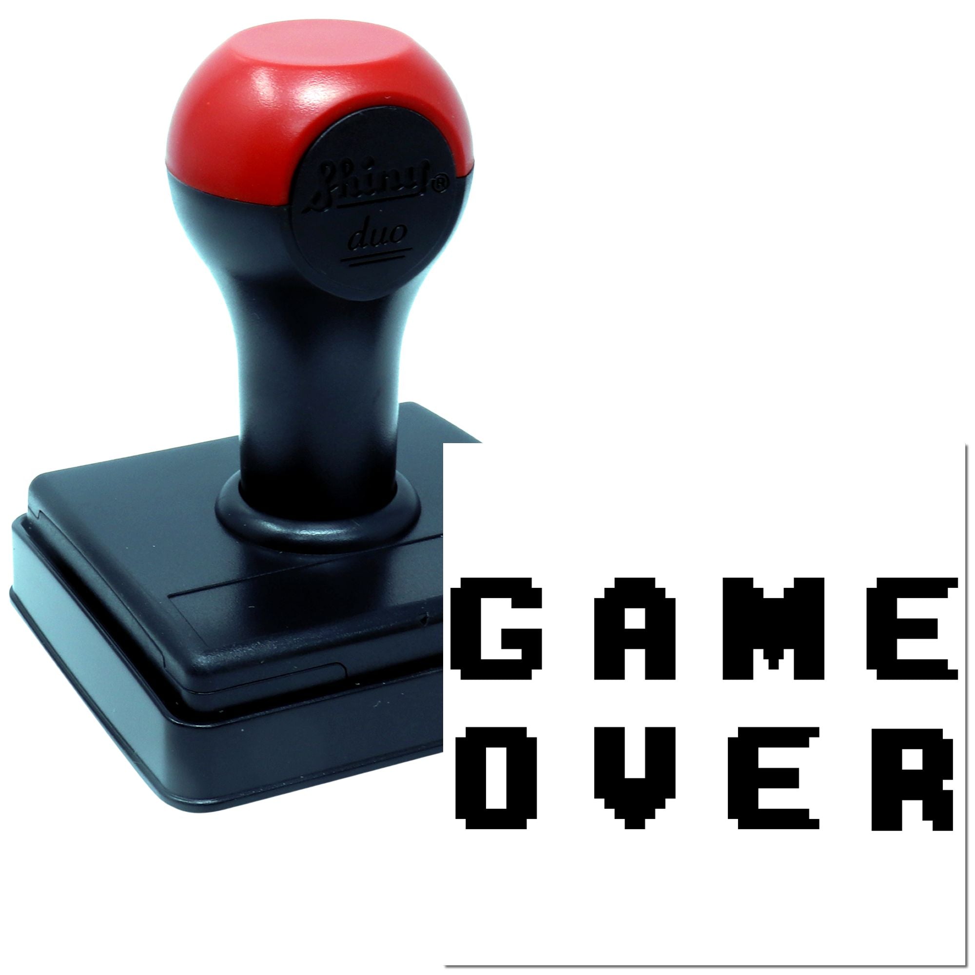 Duo Retro Pixelated Game Over Display Hand Stamp