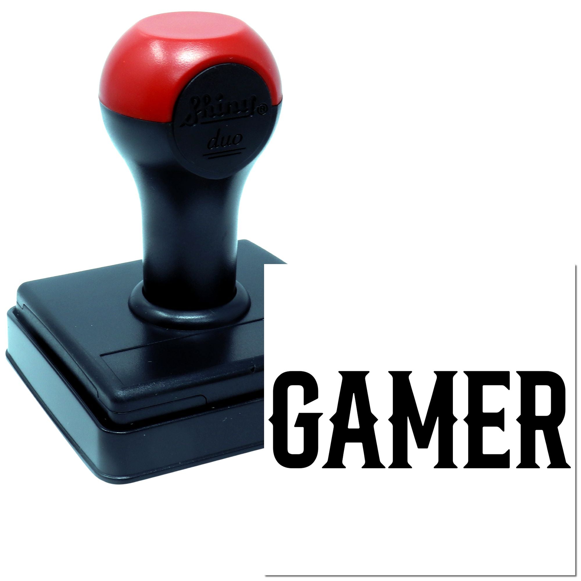 Duo Bold Black Retro Western Gamer Logo Hand Stamp