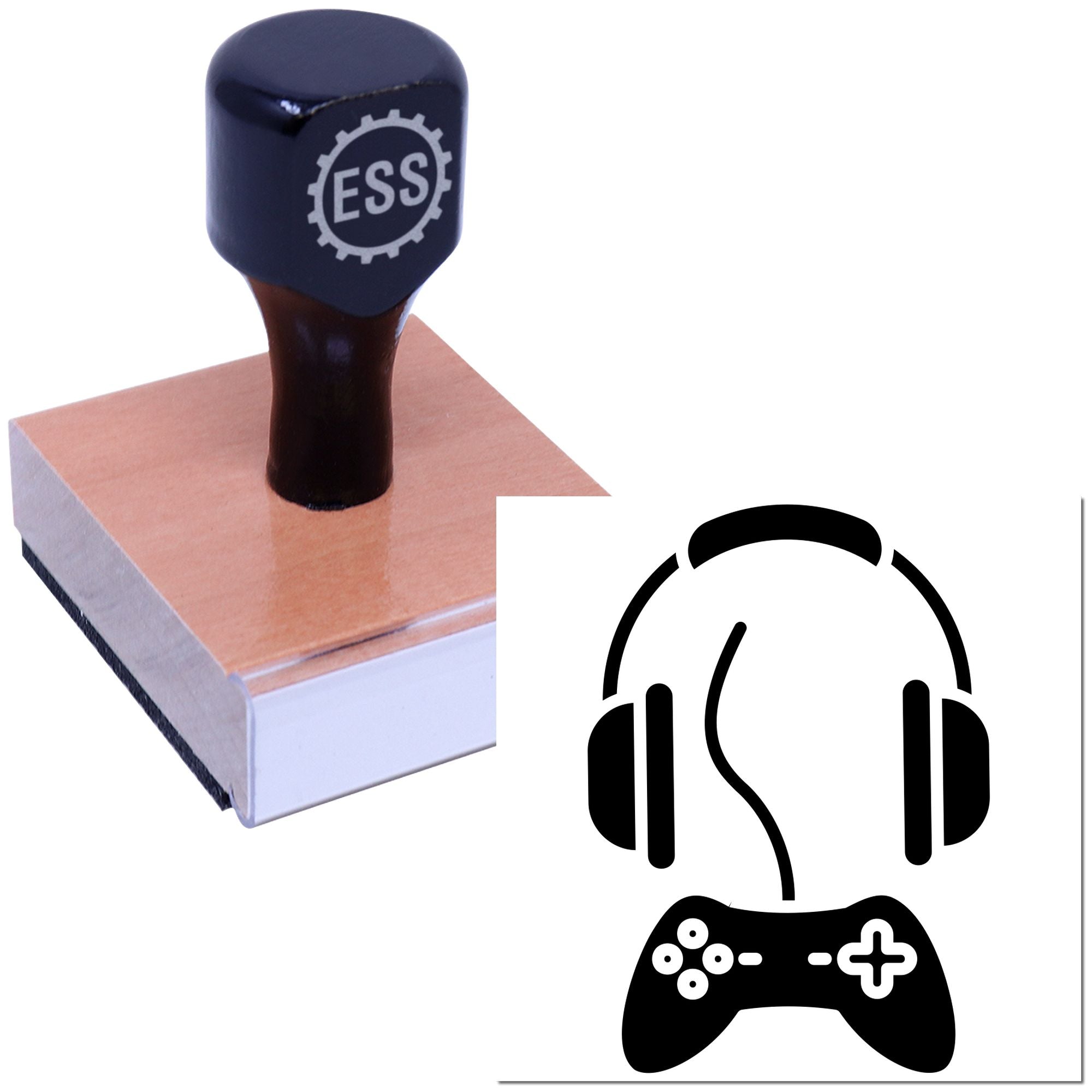 Headset And Controller Mini Card Rubber Stamp