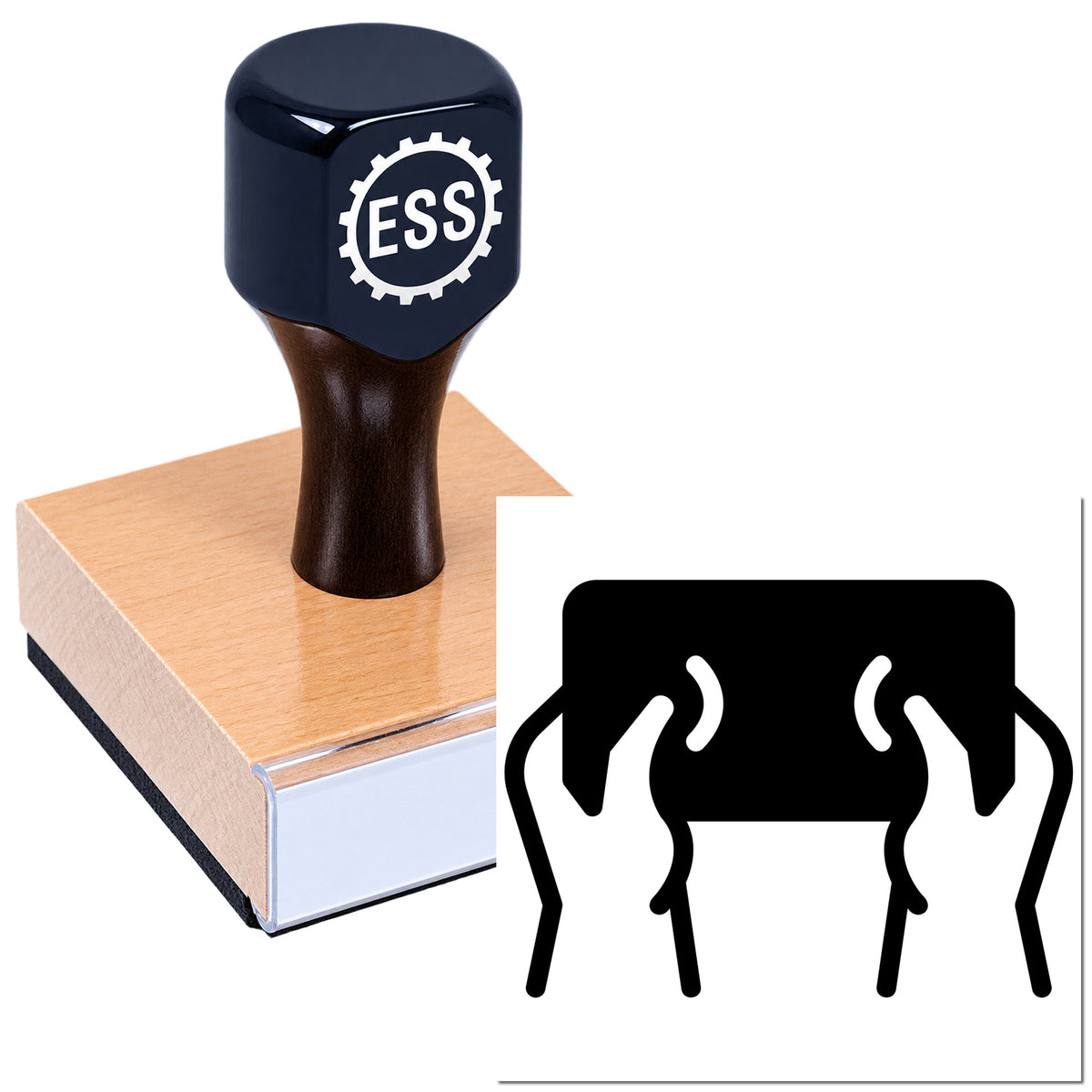 Black ESS stamp and seal tool with copper-colored base and black tamper-evident seal icon.