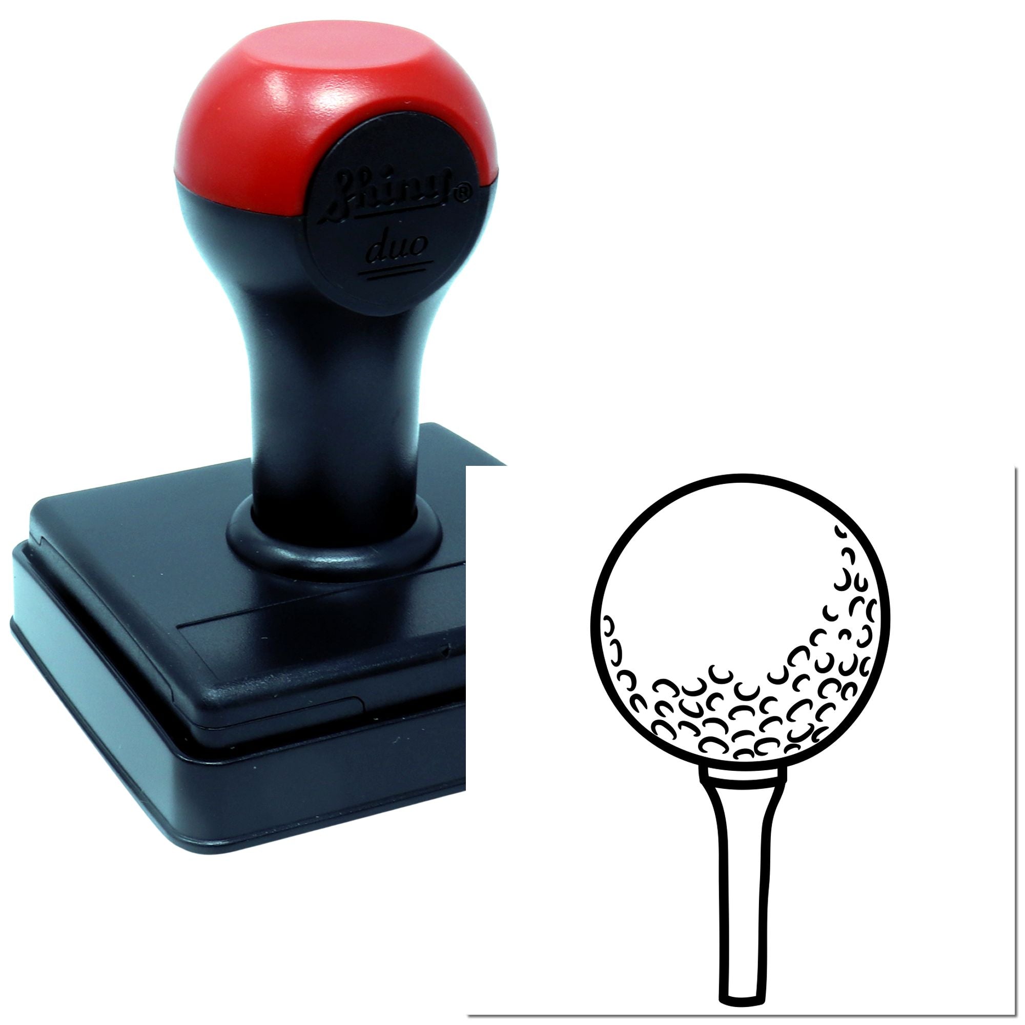 Duo Dimpled Golf Ball On Tee Hand Stamp
