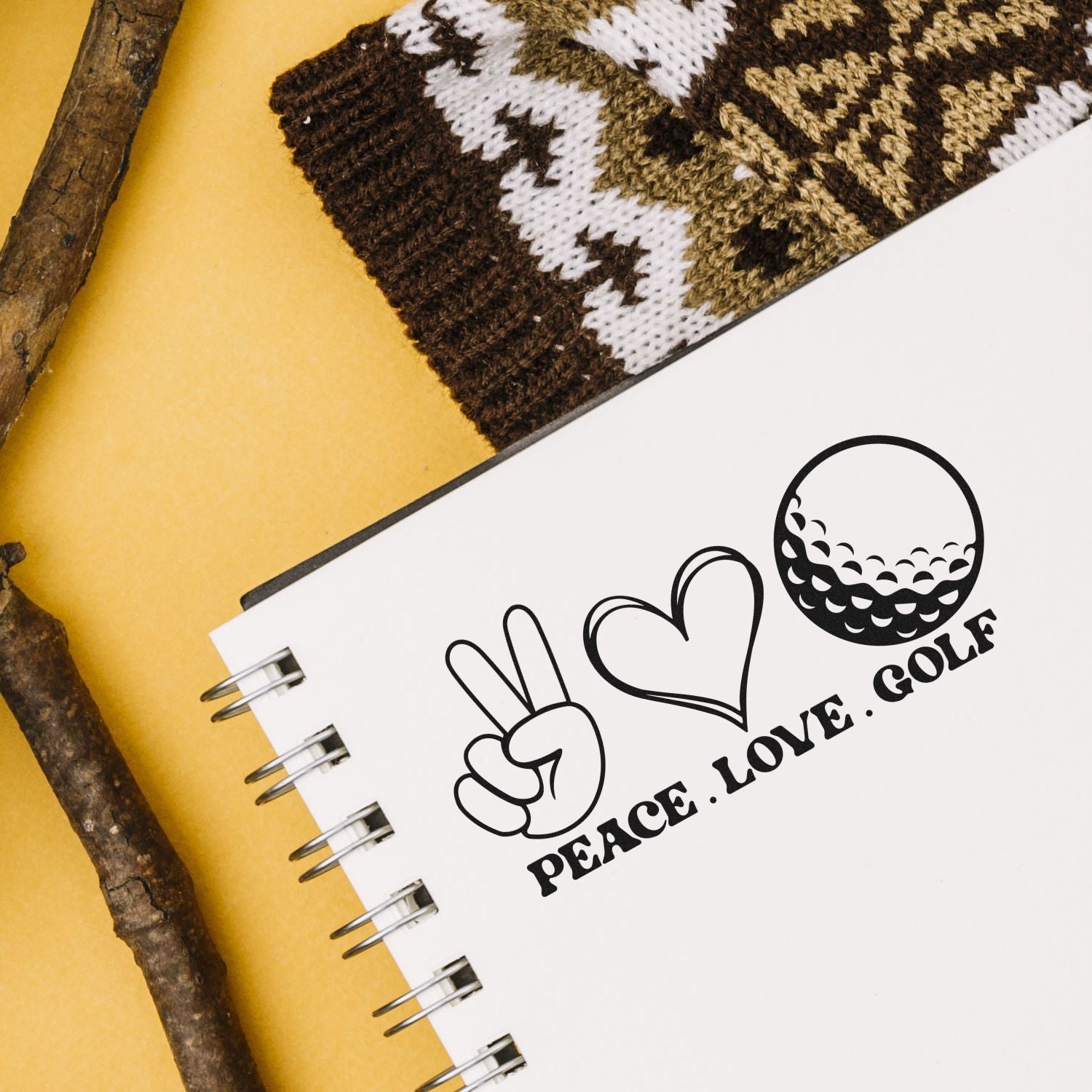 Pre-Inked Peace Love Golf Greeting Card Stamp