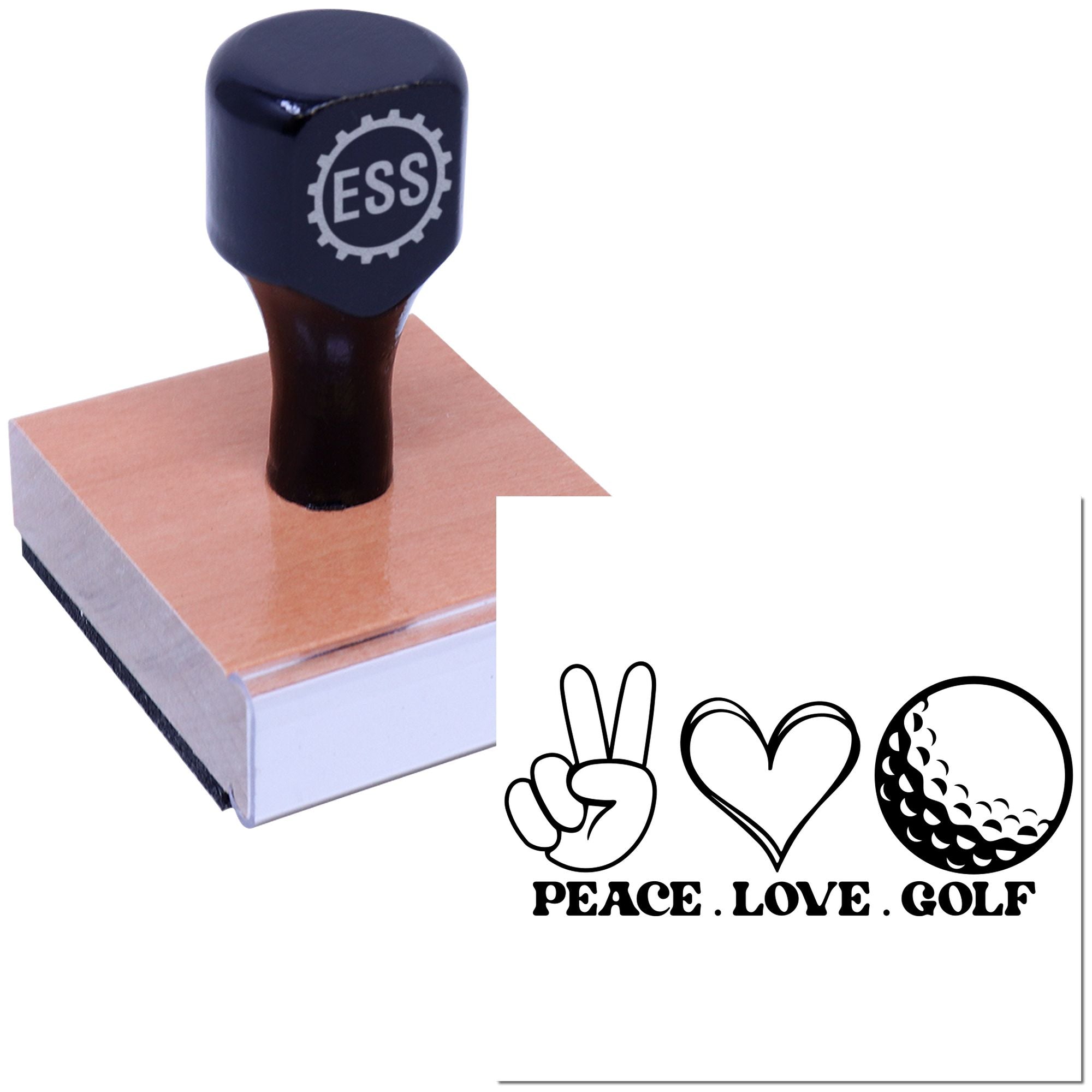 Peace Love Golf Postcard Rubber Stamp