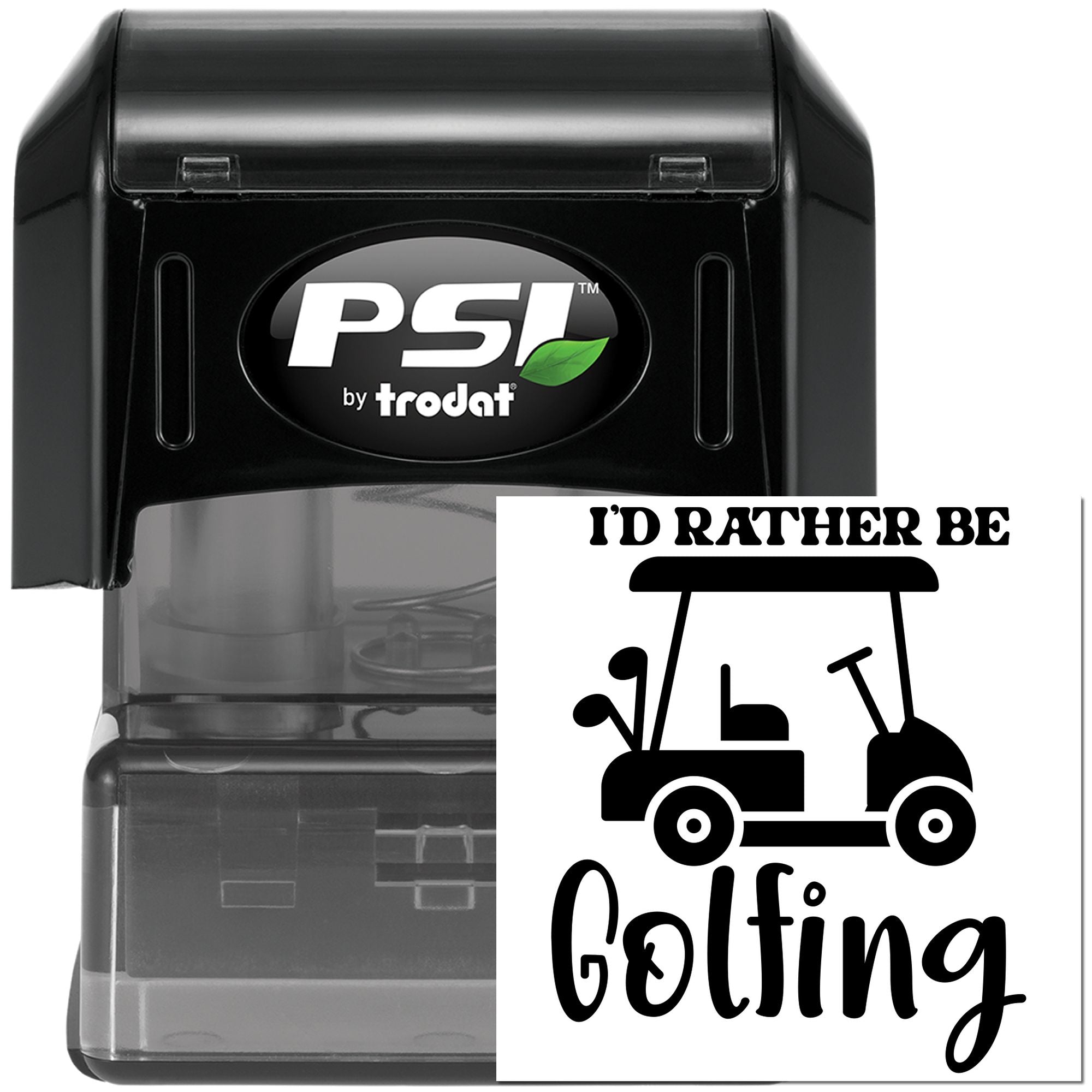 Pre-Inked Golfing Cart Poster Tag Stamp
