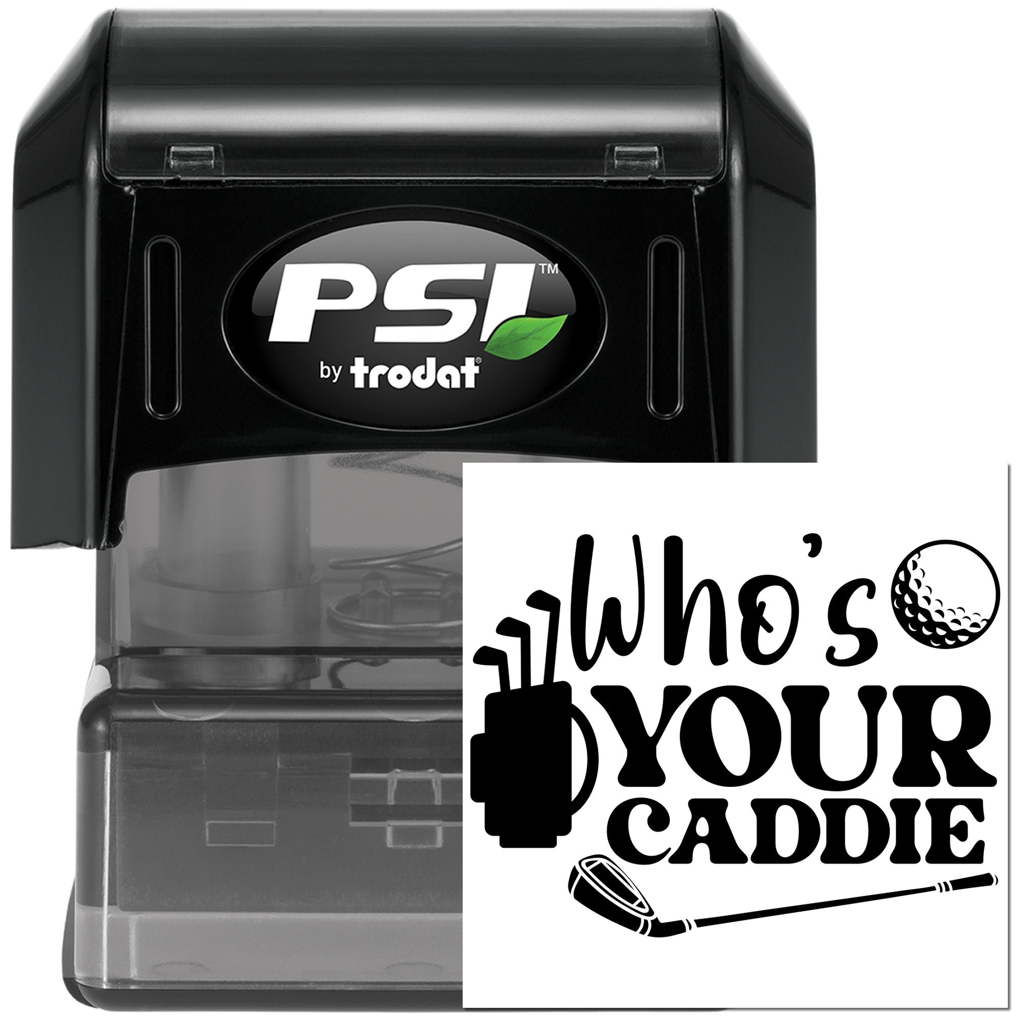 Pre-Inked Who's Your Caddie Favor Tag Stamp