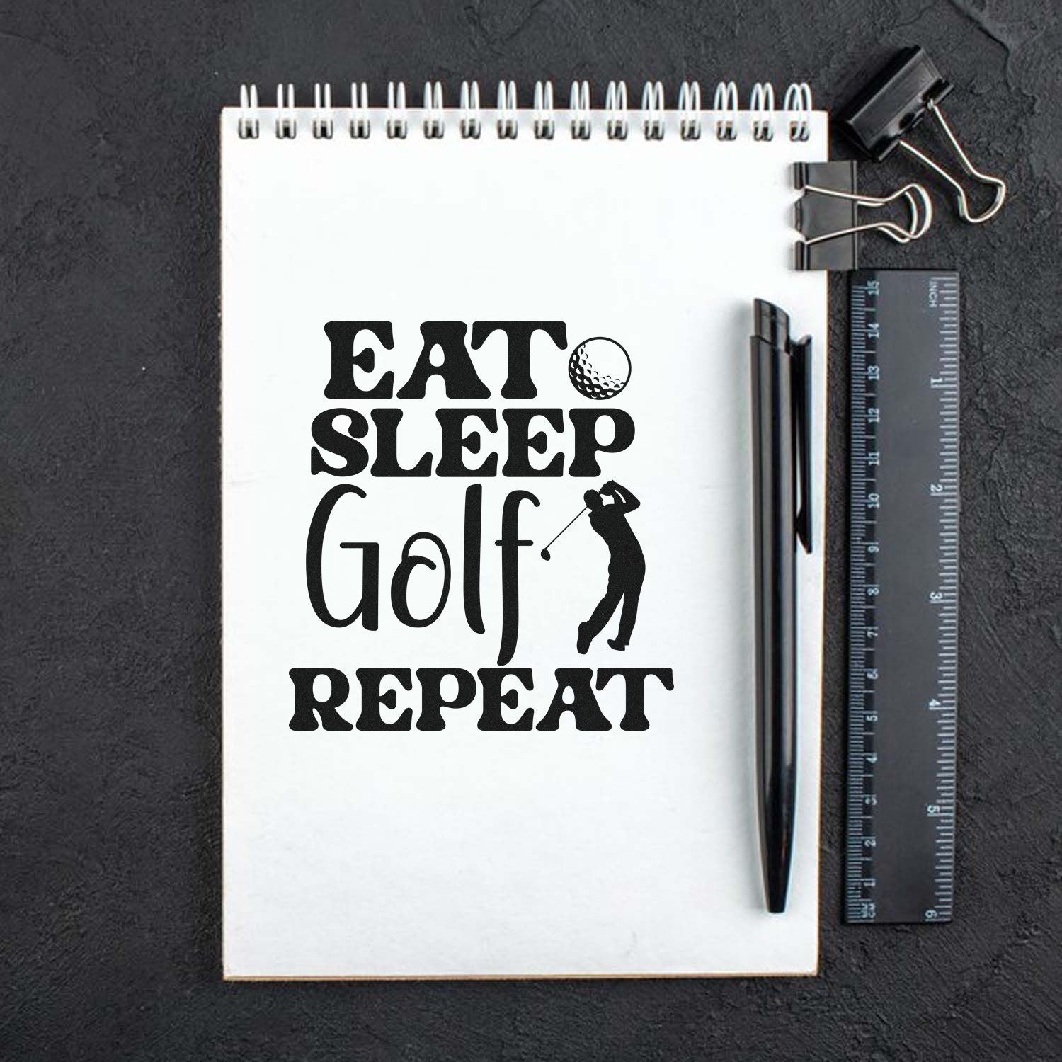 Eat Sleep Golf Paper Craft Rubber Stamp
