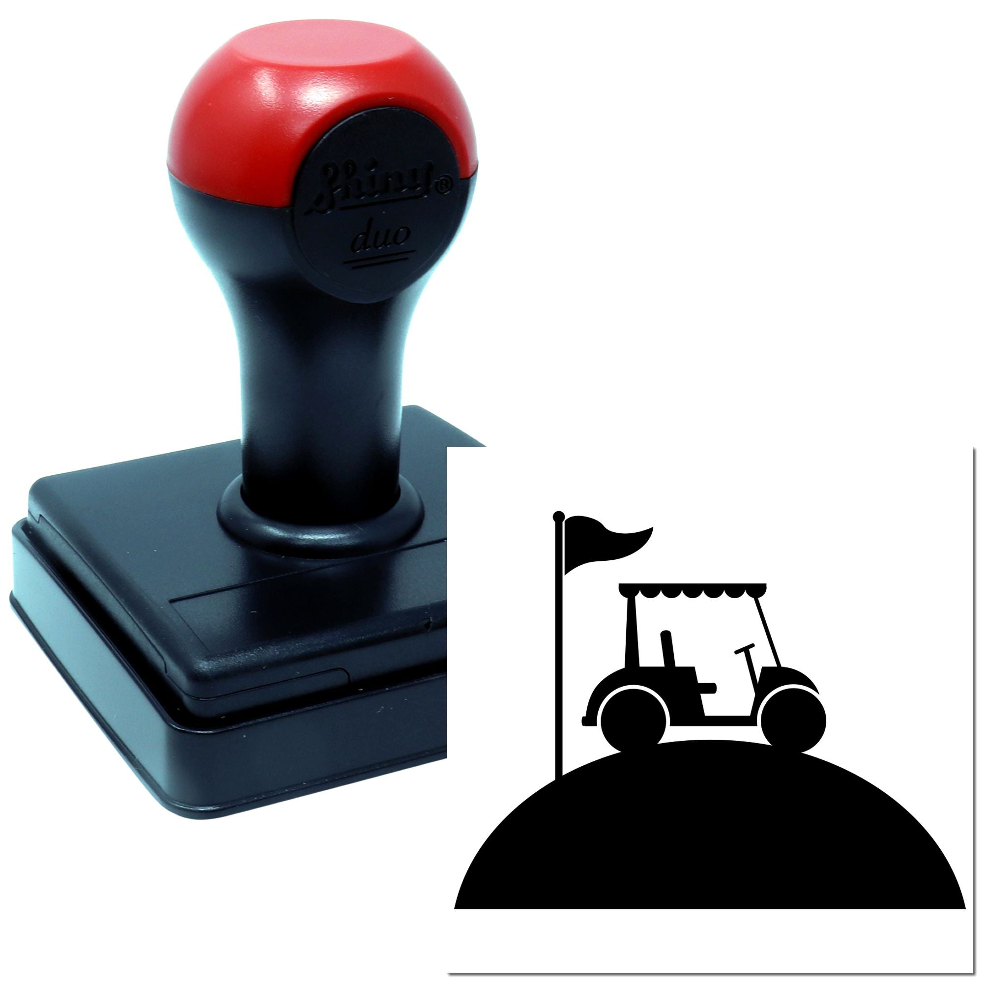 Duo Golf Cart Atop The Green Hand Stamp