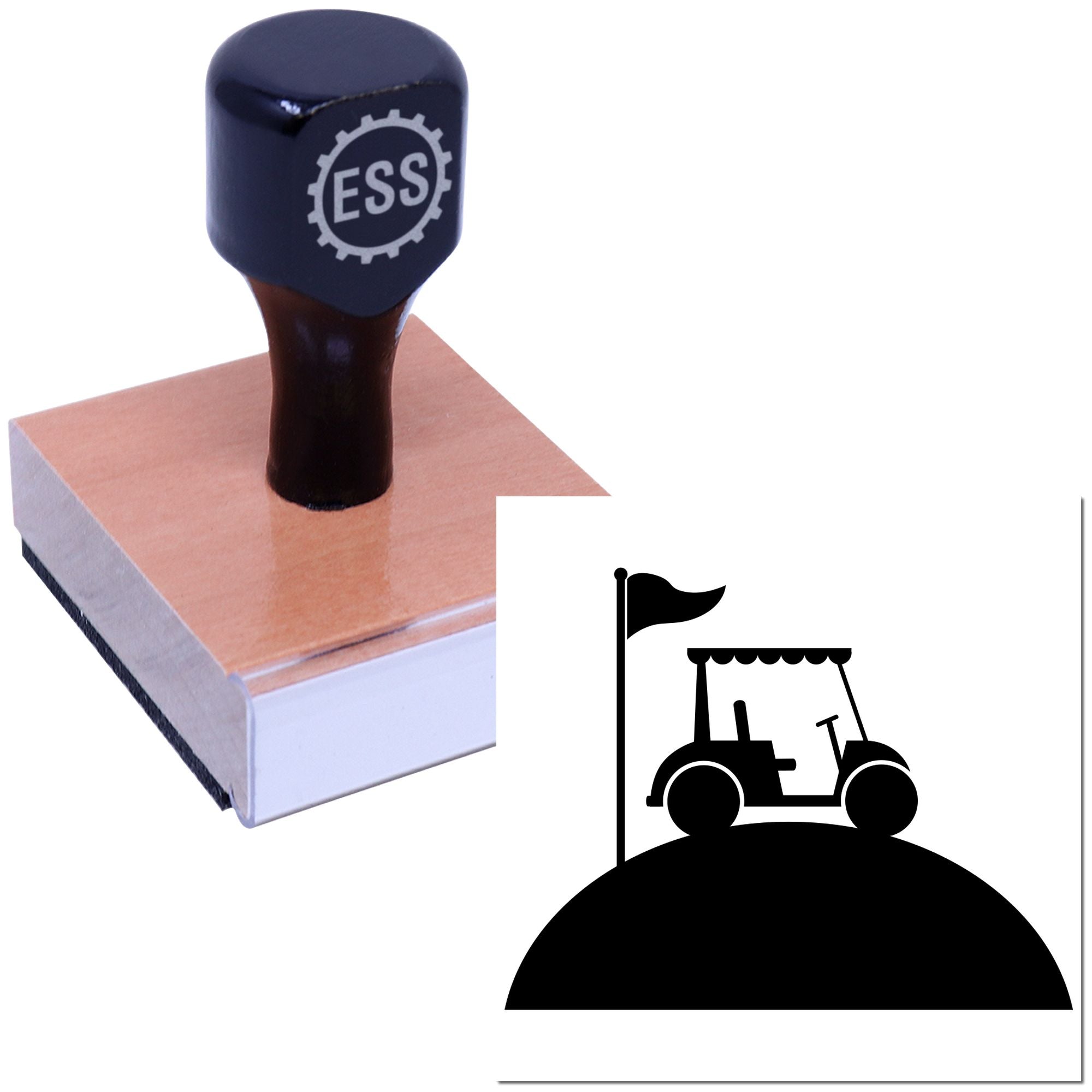 Hilltop Golf Cart Note Card Rubber Stamp